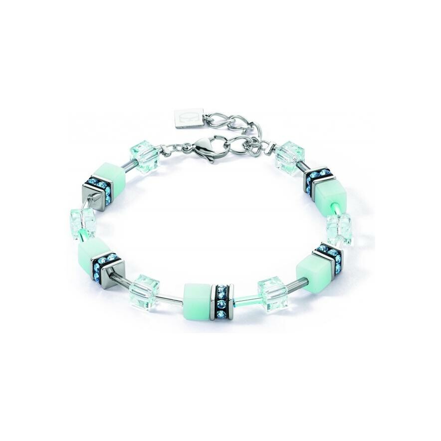 Bracelet Coeur de Lion GeoCUBE Iconic Mono en acier, cristaux Swarovski, strass et verre