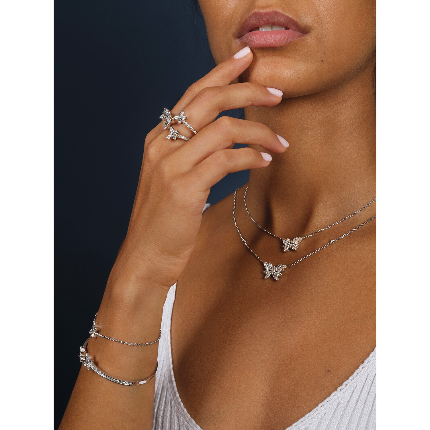 Bejeweled Butterfly|925 Sterling Silver Butterfly Charm Bracelet For Women  - Wedding Jewelry