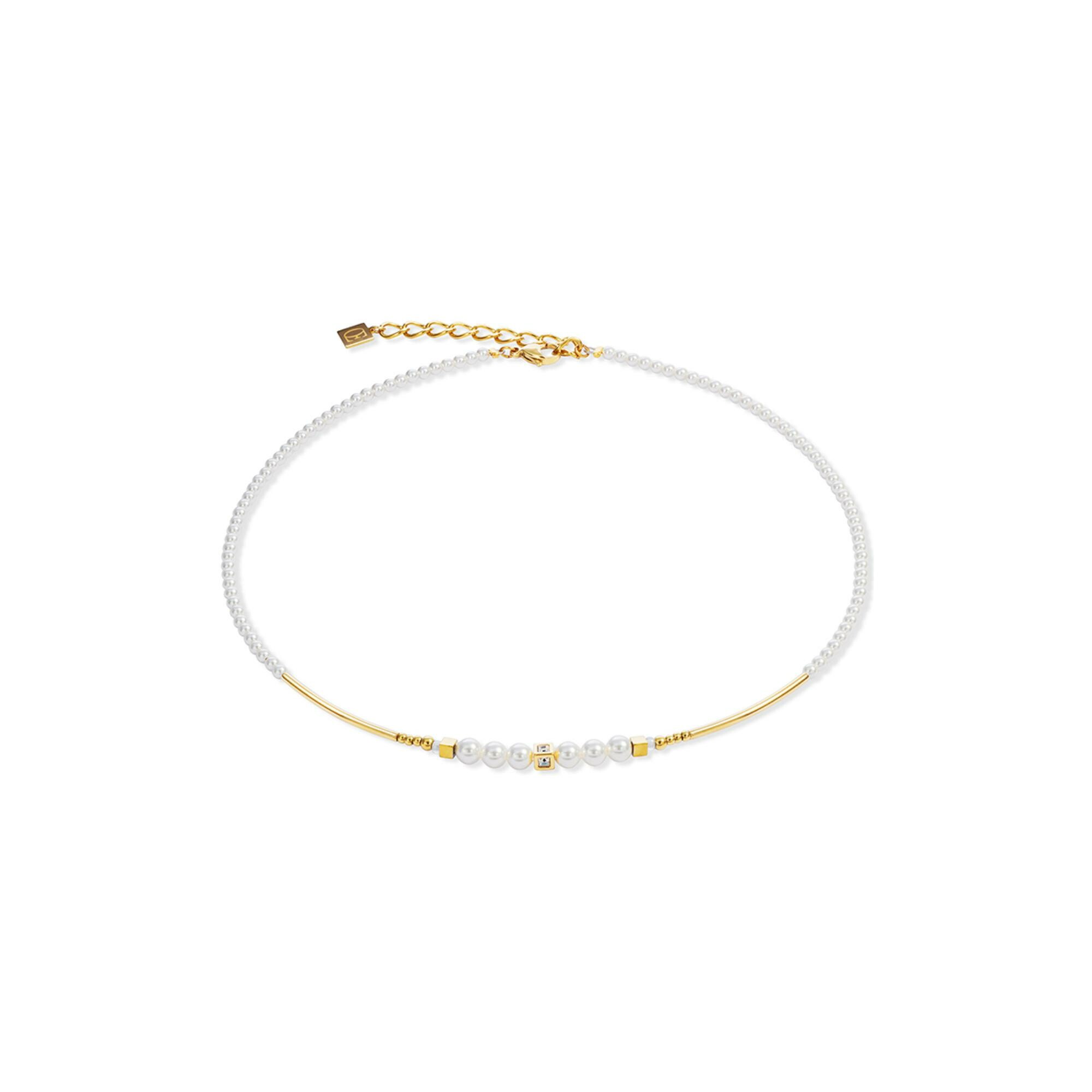 Collier Coeur de Lion Shimmering Princess Pearls en acier doré, perles de cristal et hématite