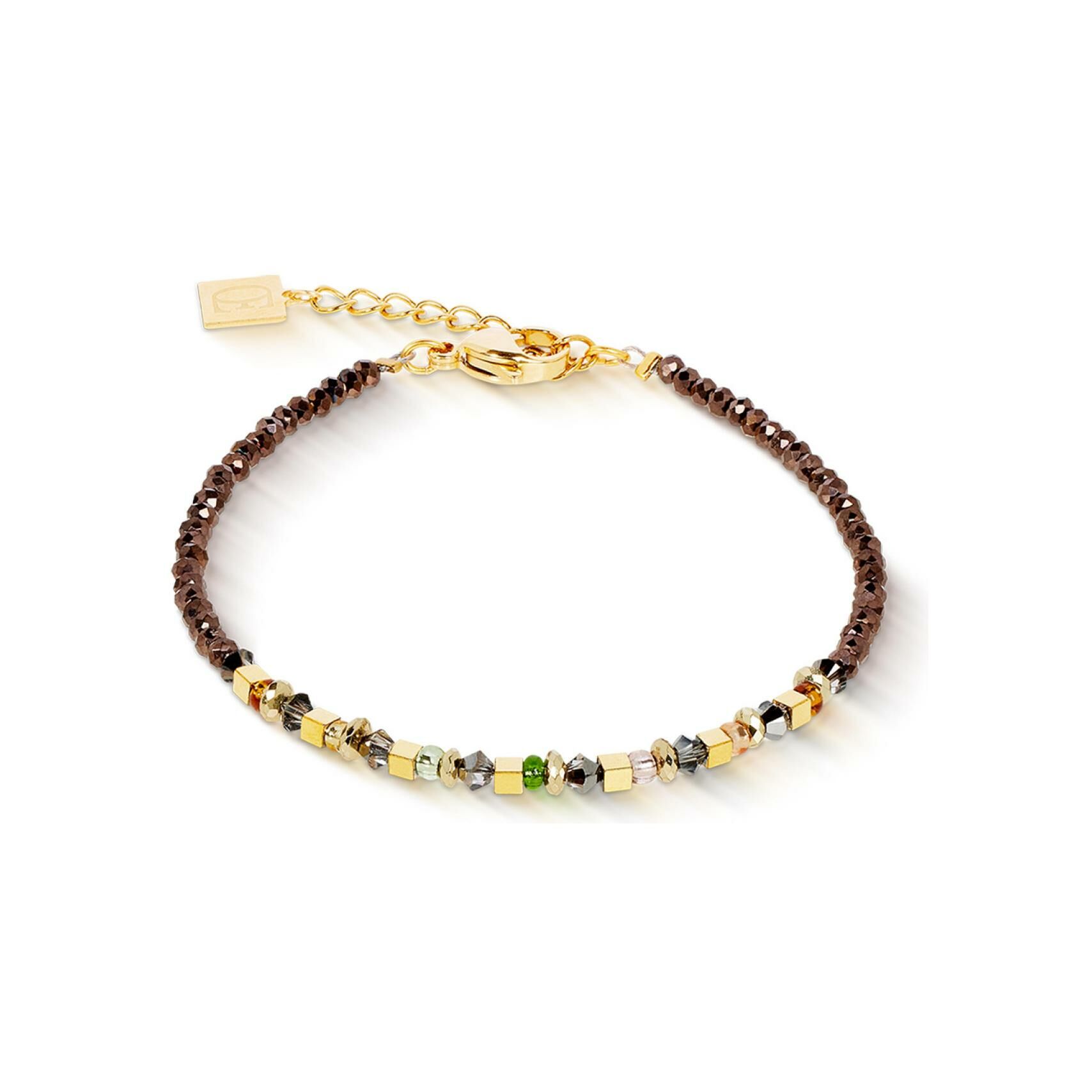 Bracelet Coeur de Lion Golden Whisper en acier doré, cristaux Swarovski, hématite et verre