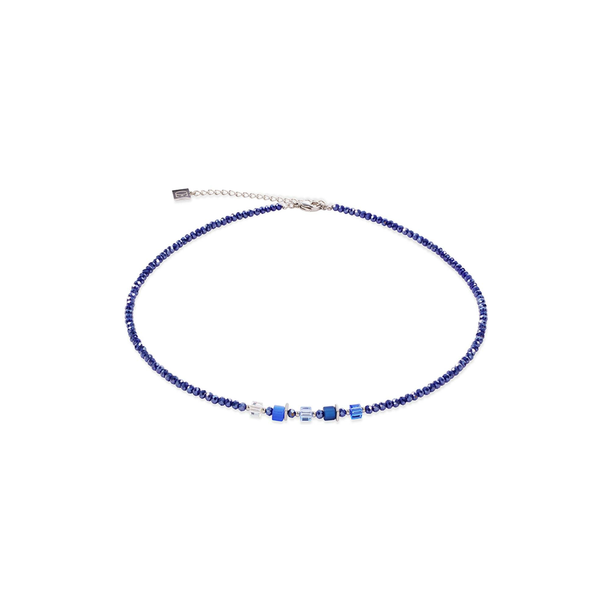 Collier Coeur de Lion Joyful Colours en acier, cristaux Swarovski, oeil de tigre et polaris et verre