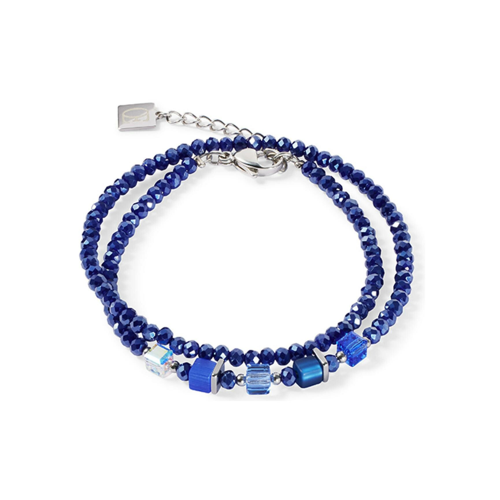 Bracelet Coeur de Lion Joyful Colours en acier, cristaux Swarovski, oeil de tigre et polaris et verre