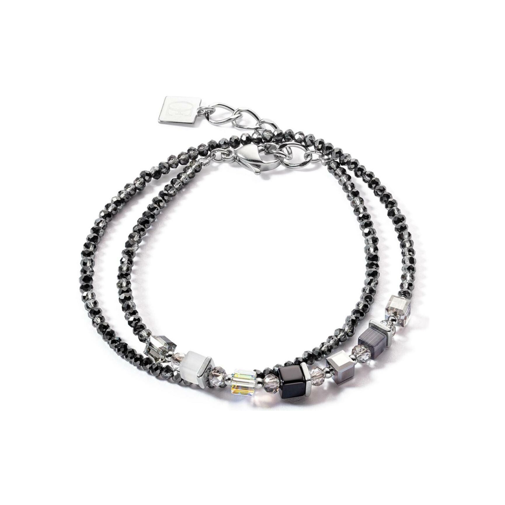 Bracelet Coeur de Lion Joyful Colours en acier, oeil de tigre, cristaux Swarovski et verre