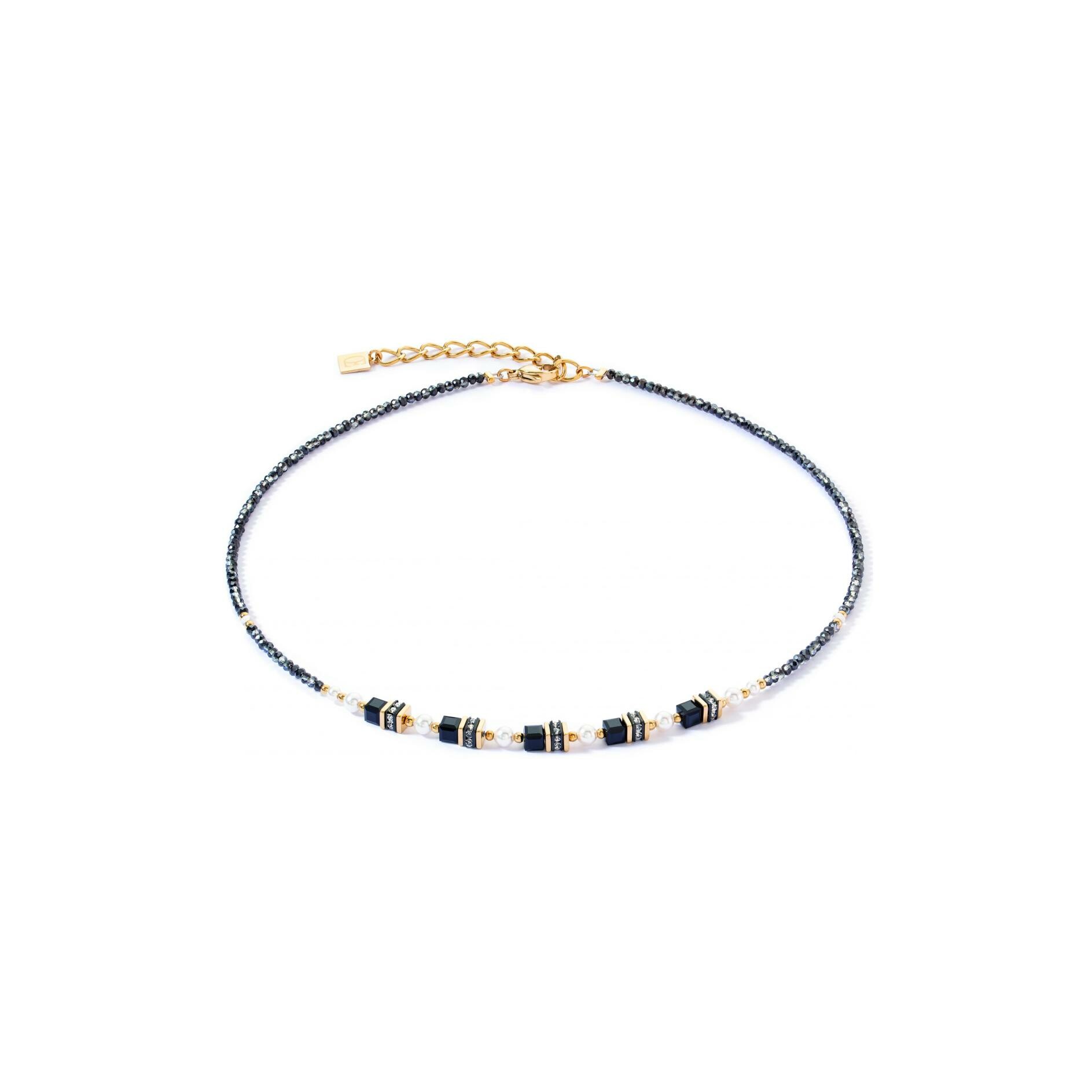 Collier Coeur de Lion Sparkling Princess en acier doré, cristaux Swarovski, strass et verre