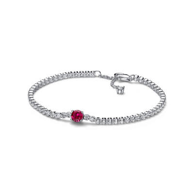 Bracelet Pandora Timeless Rivière Pavé Rond Scintillant Rouge en argent, 18cm vue 1