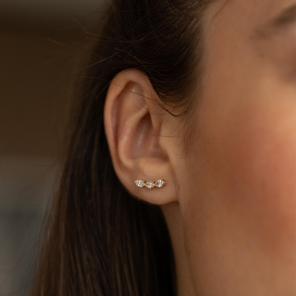 Boucles d'oreilles Frojo puces 6 diamants poires or rose vue 2