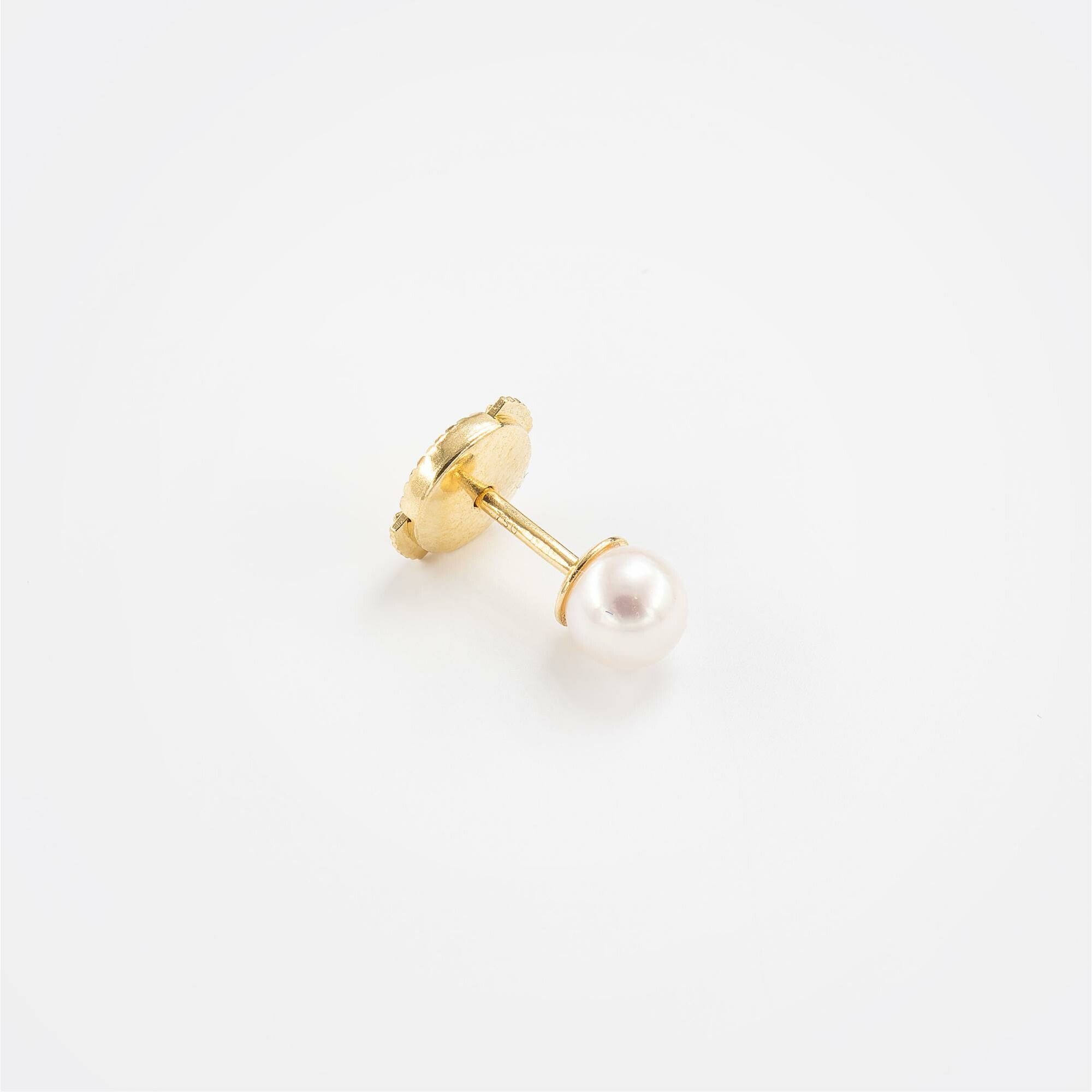 Puces d'oreilles or jaune & perles Akoya  vue 4