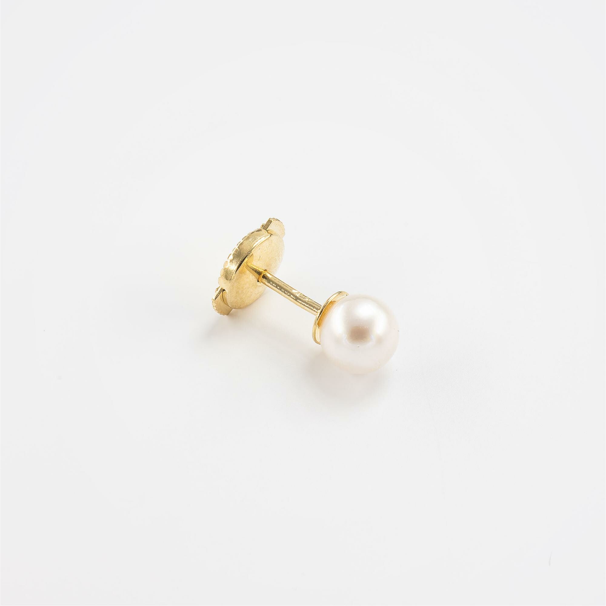 Puces d'oreilles or jaune & perles Akoya  vue 4