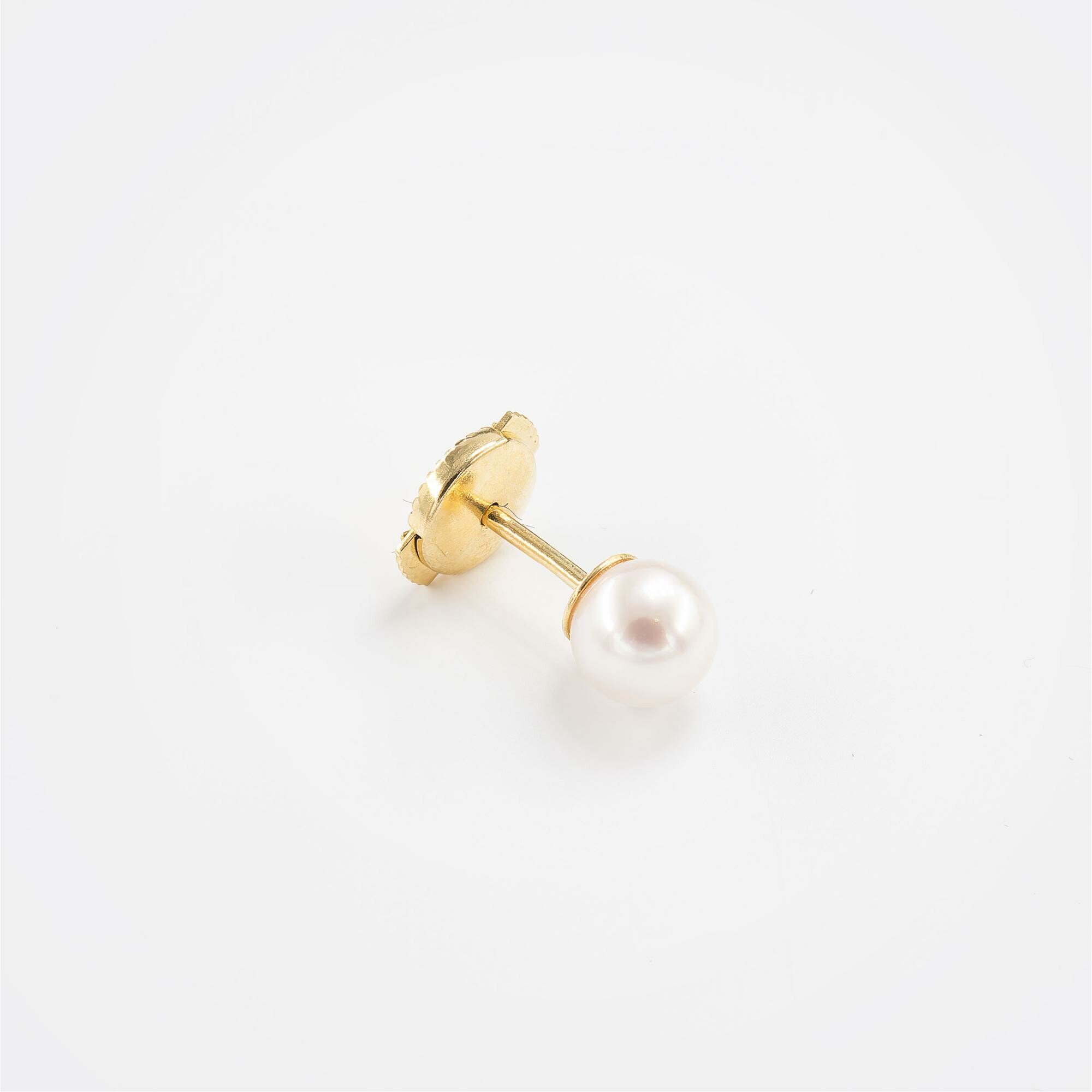 Puces d'oreilles or jaune & perles Akoya  vue 4
