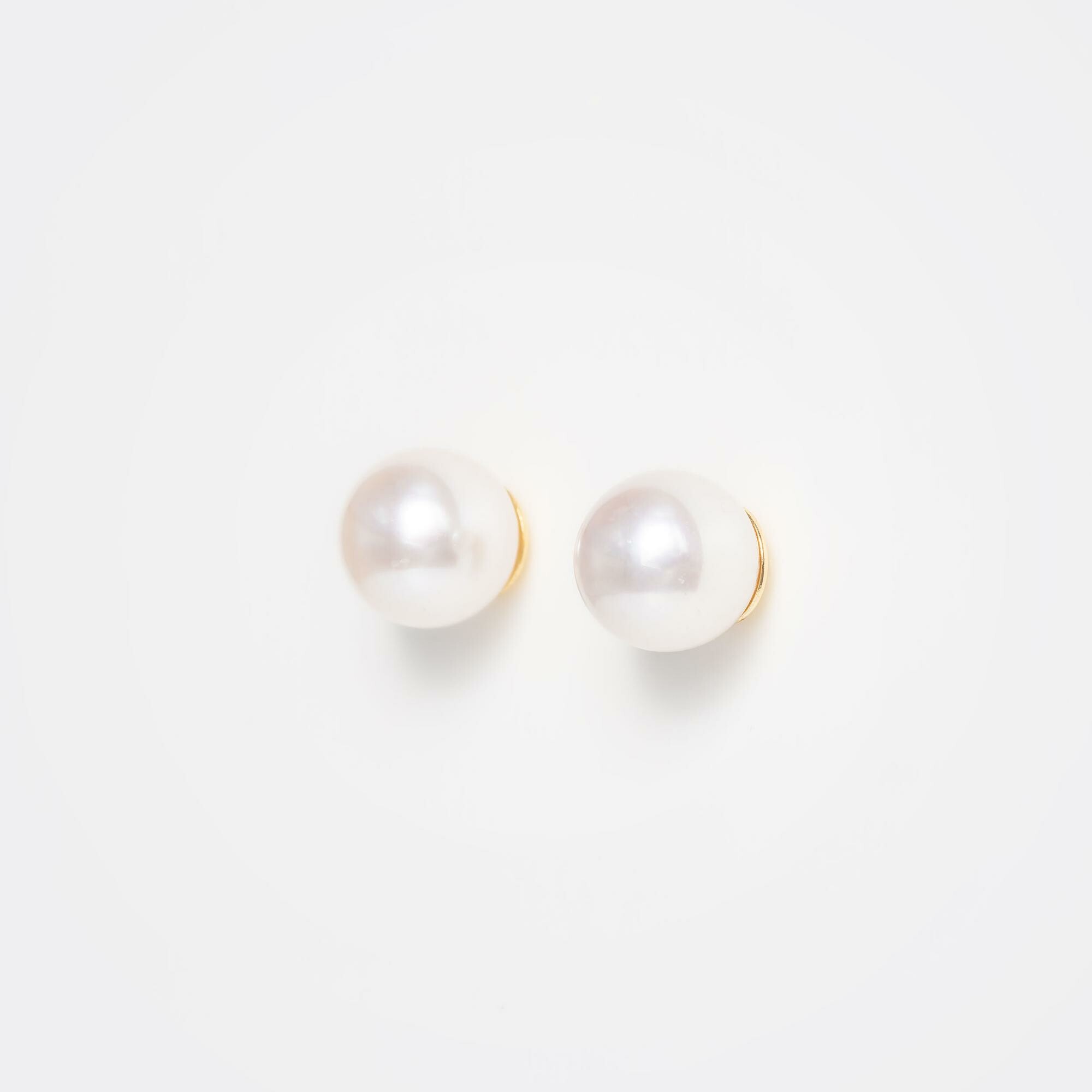 Puces d'oreilles or jaune & perles Akoya  vue 3