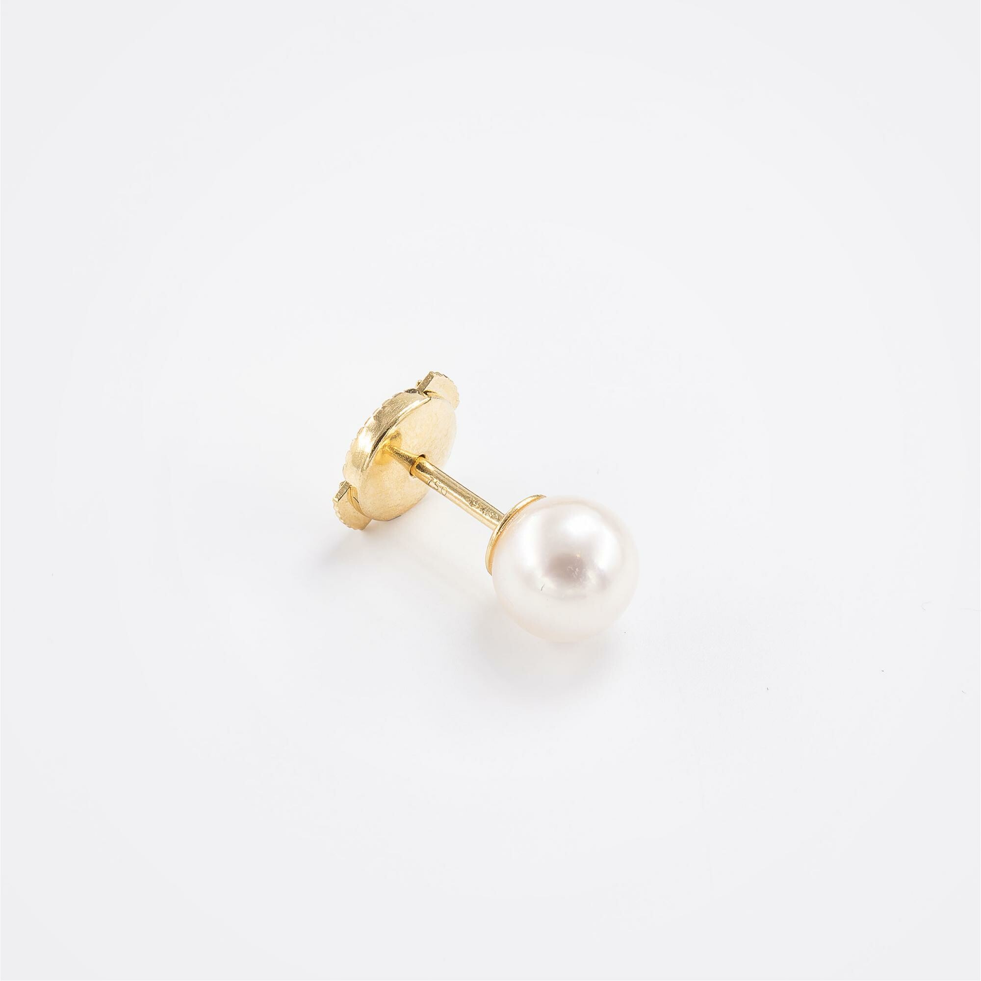 Puces d'oreilles or jaune & perles Akoya  vue 4