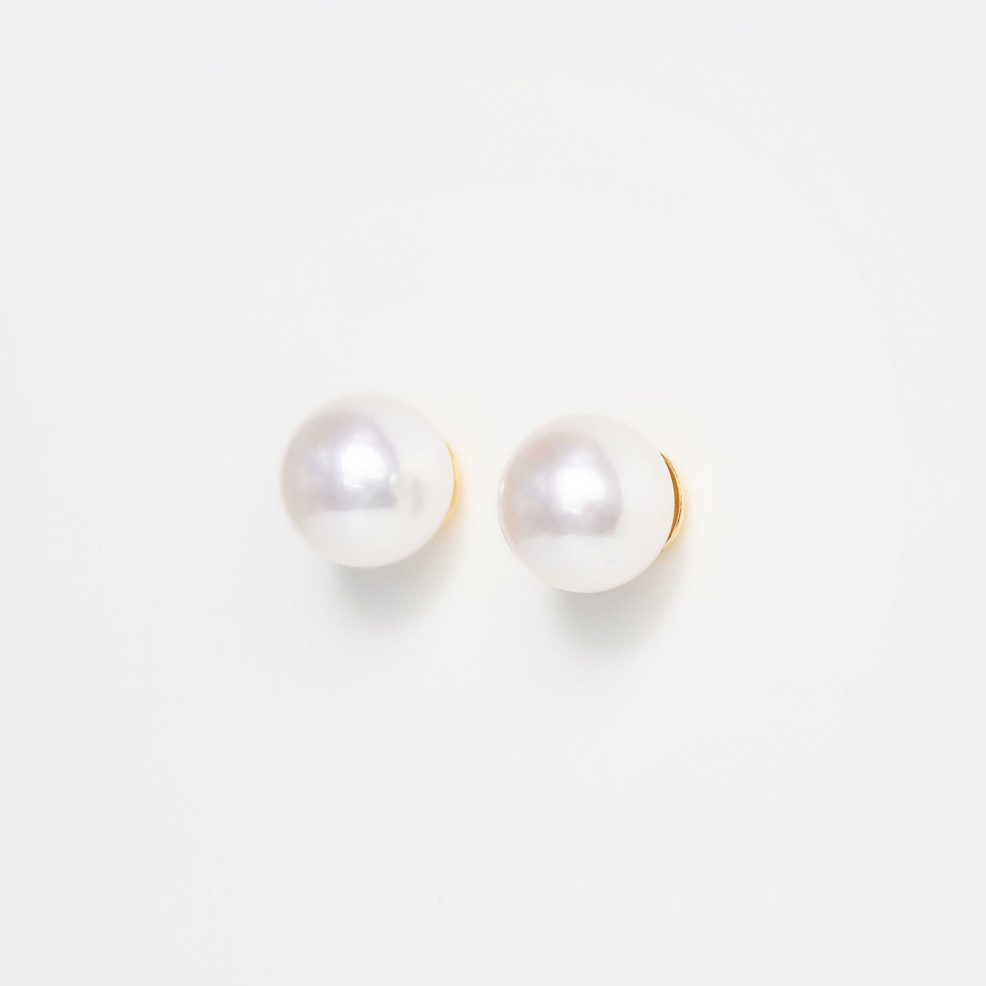 Puces d'oreilles or jaune & perles Akoya  vue 3