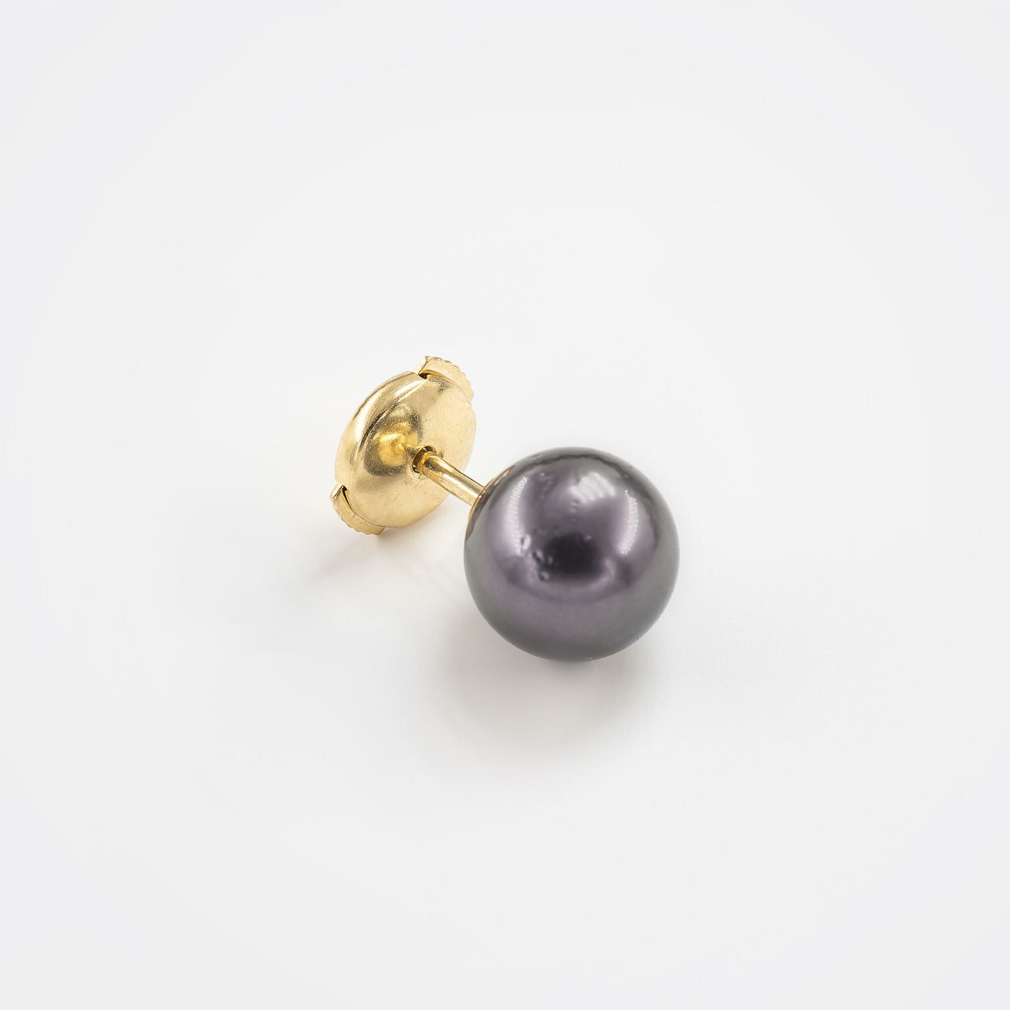 Puces d'oreilles or jaune & perles Akoya  vue 4