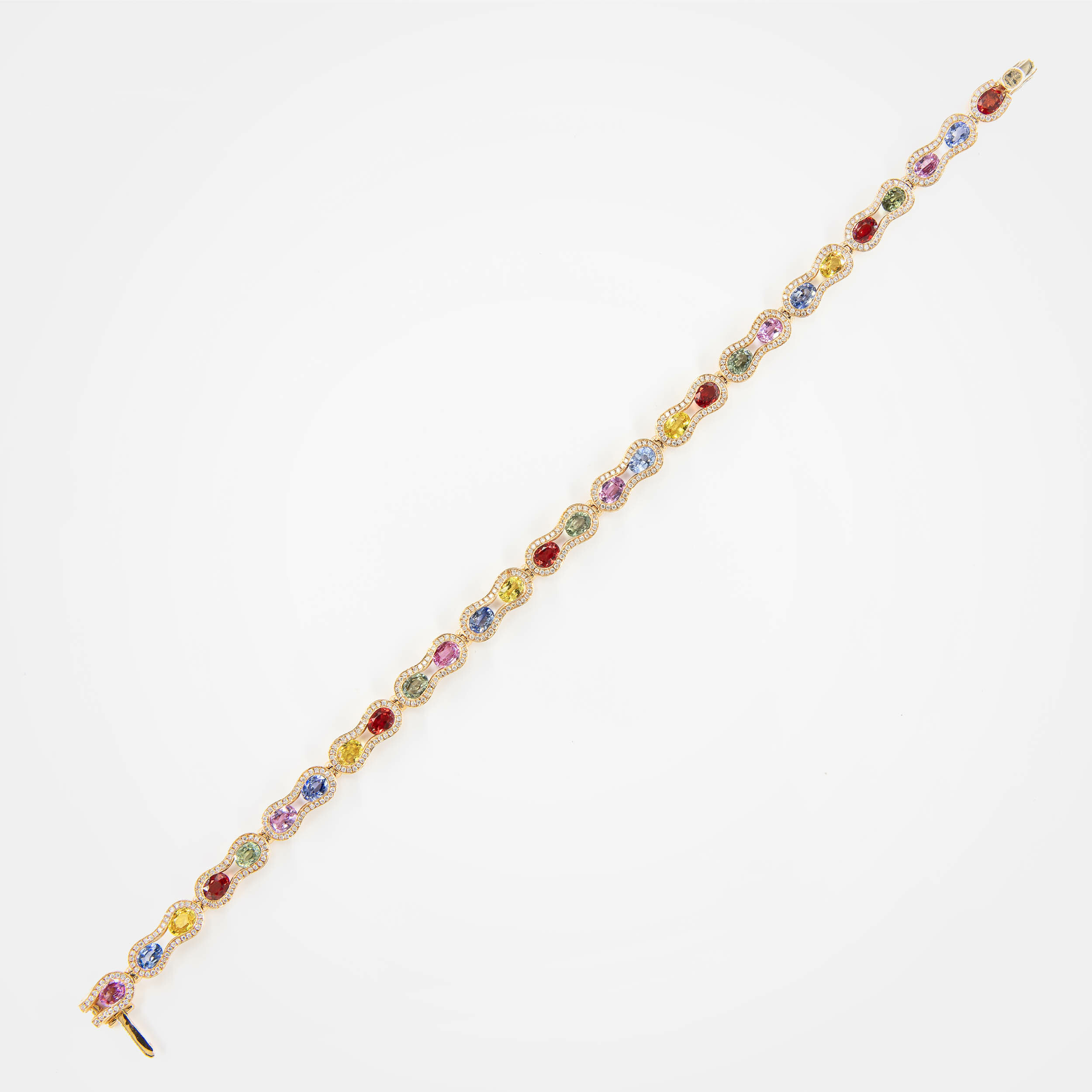 Bracelet Arlequin or rose & saphirs multicolores  vue 2
