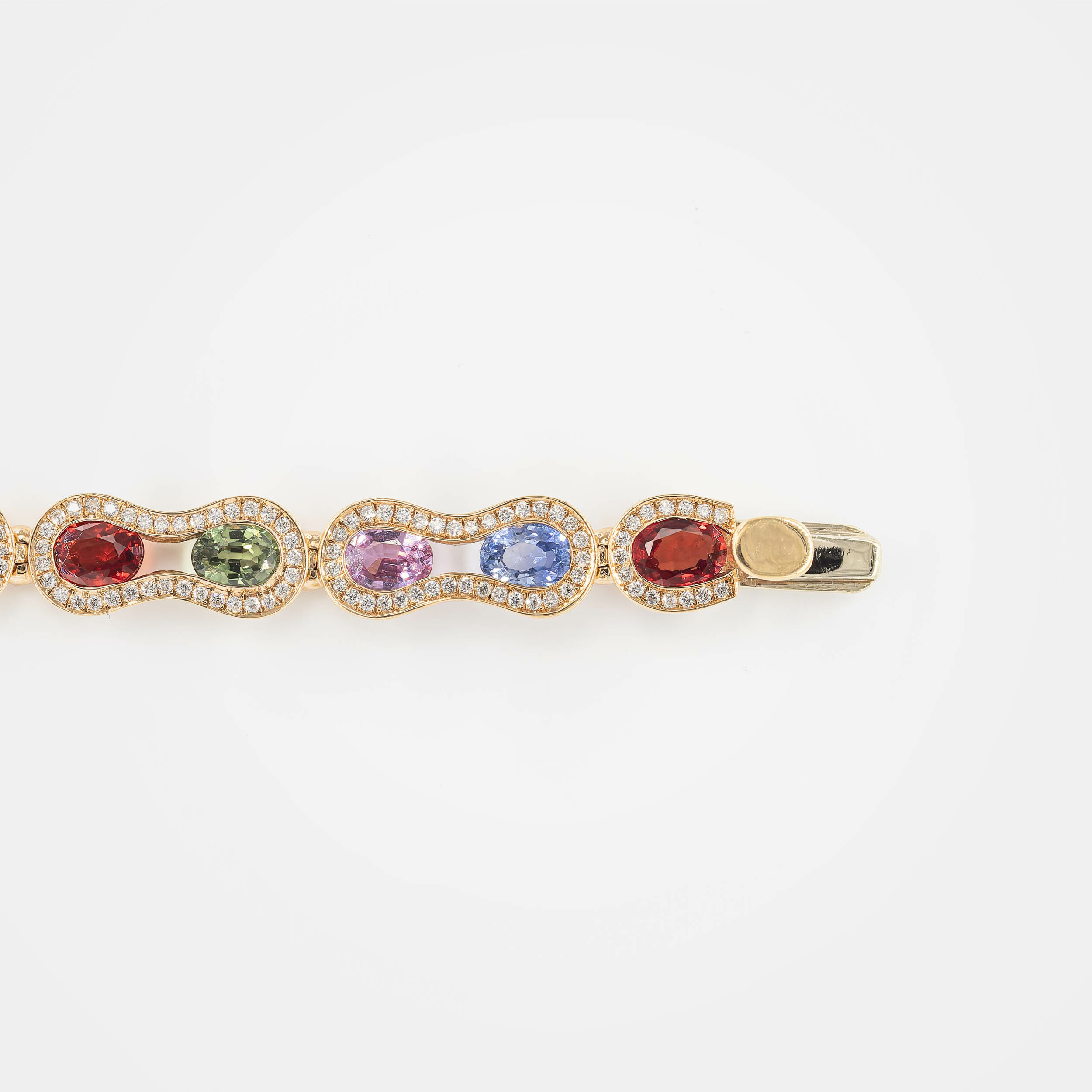Bracelet Arlequin or rose & saphirs multicolores  vue 4