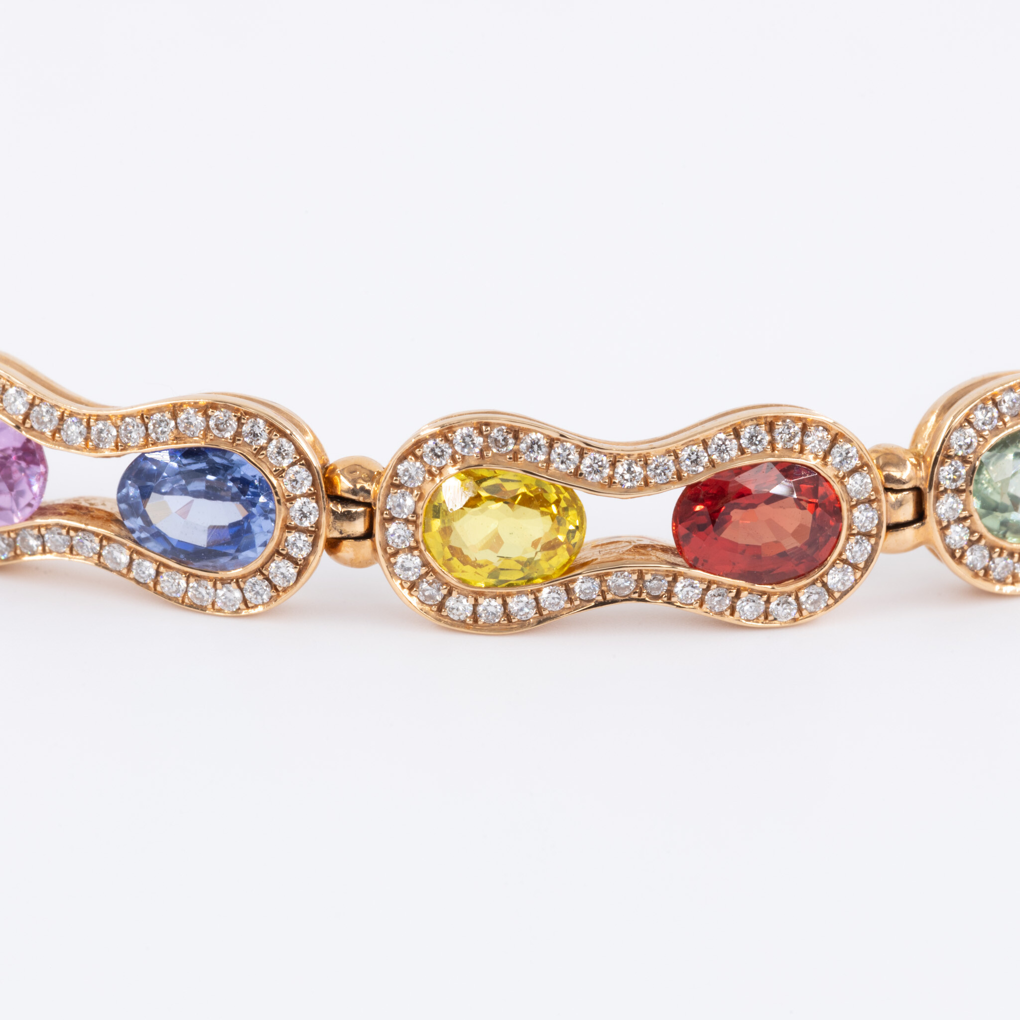 Bracelet Arlequin or rose & saphirs multicolores  vue 7