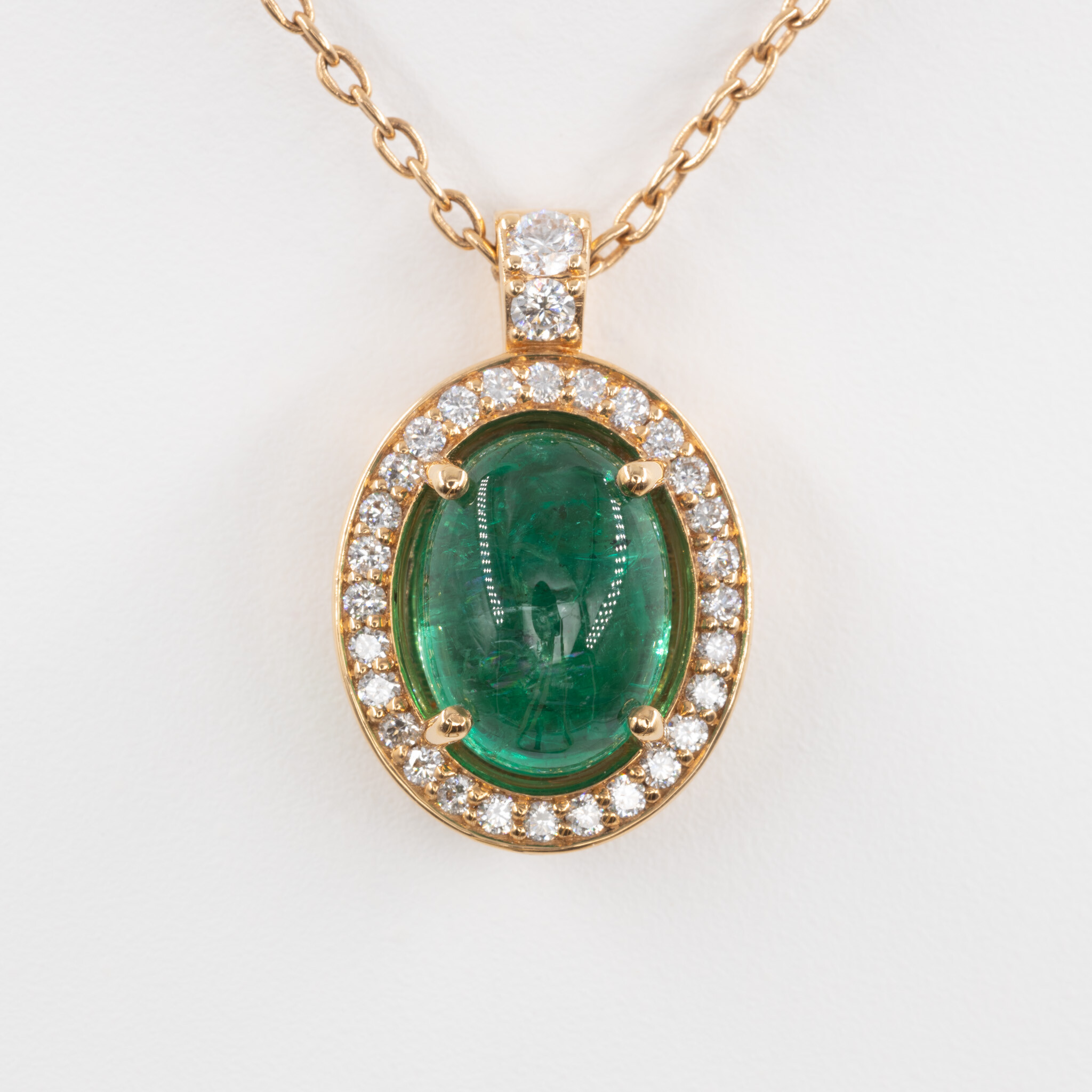 Collier Aura or rose, émeraude & diamants vue 5