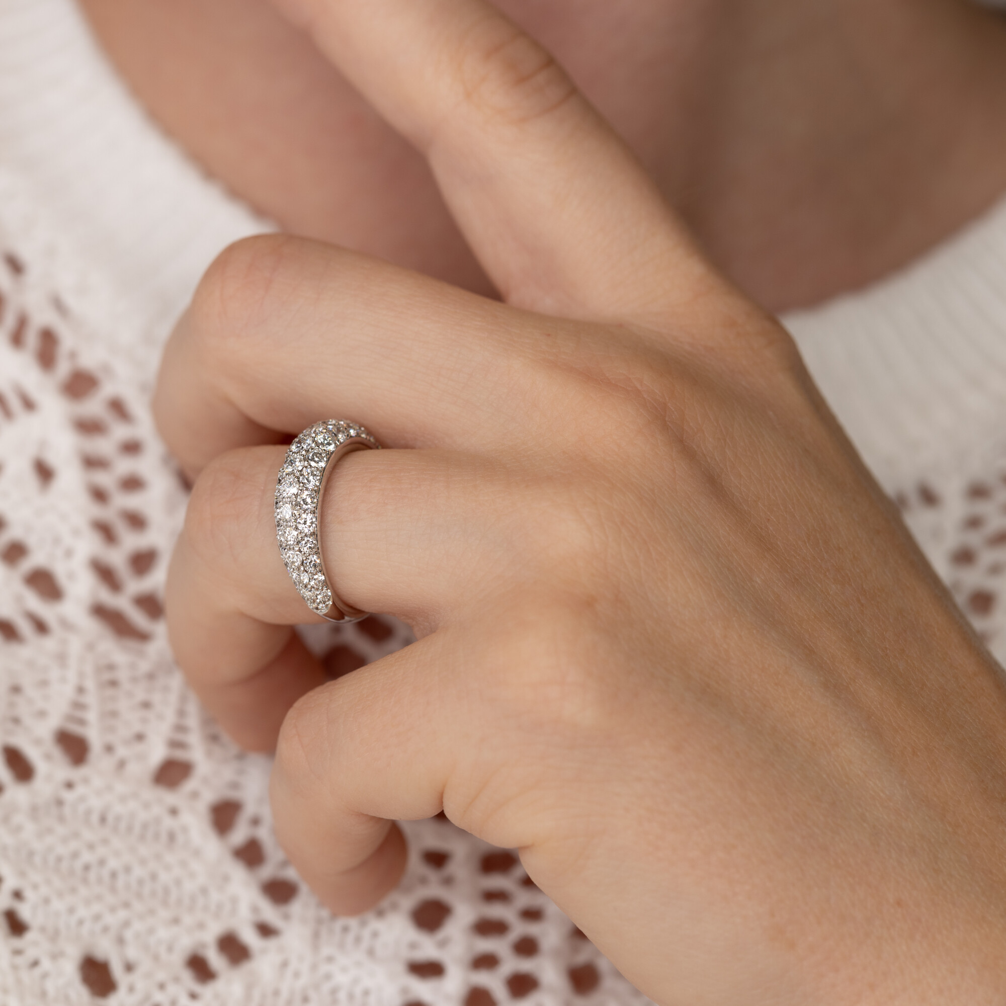 Jonc Sparkles or blanc & diamants  vue 4