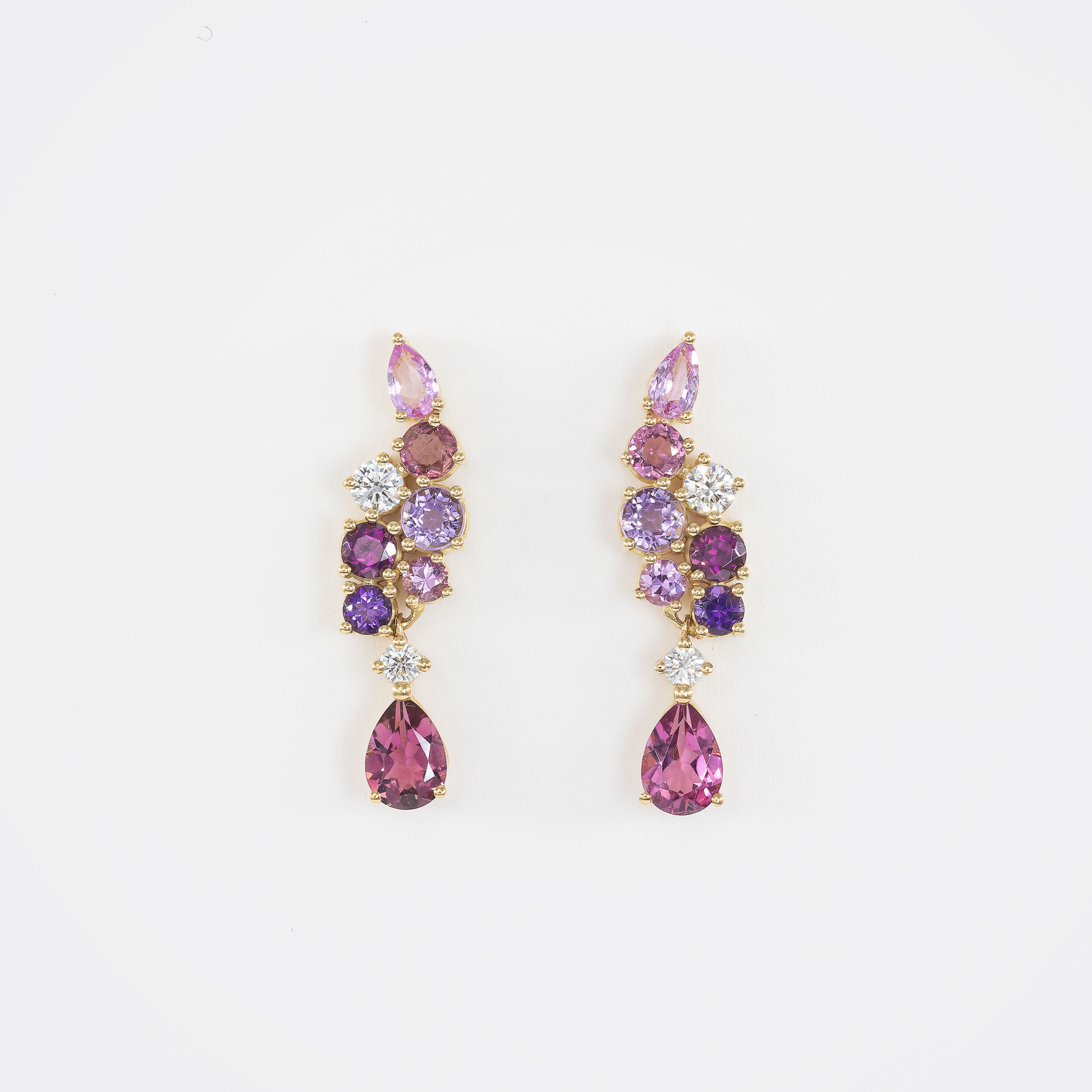 Boucles d'oreilles Spring or jaune, saphirs & pierres fines  vue 1