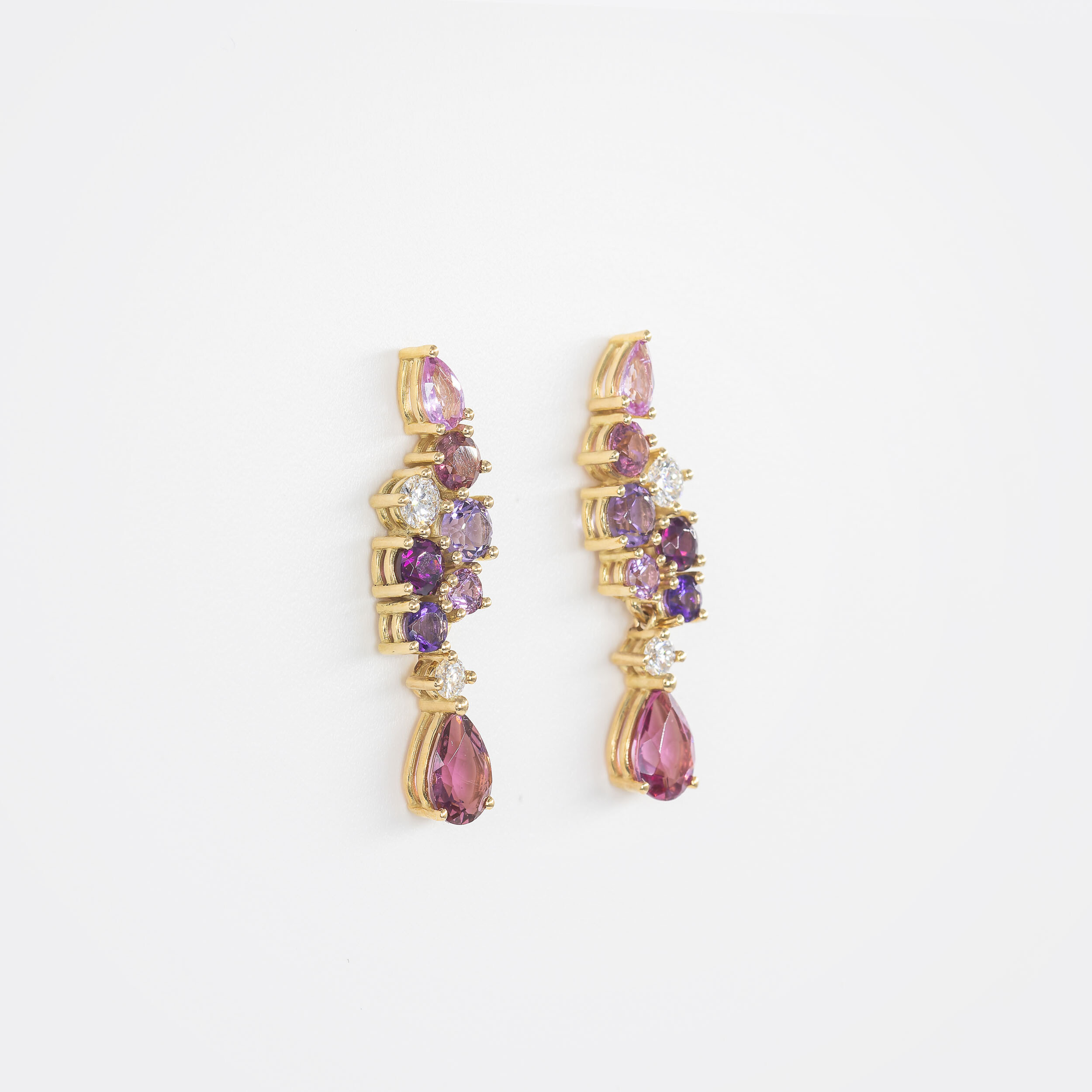 Boucles d'oreilles Spring or jaune, saphirs & pierres fines  vue 2