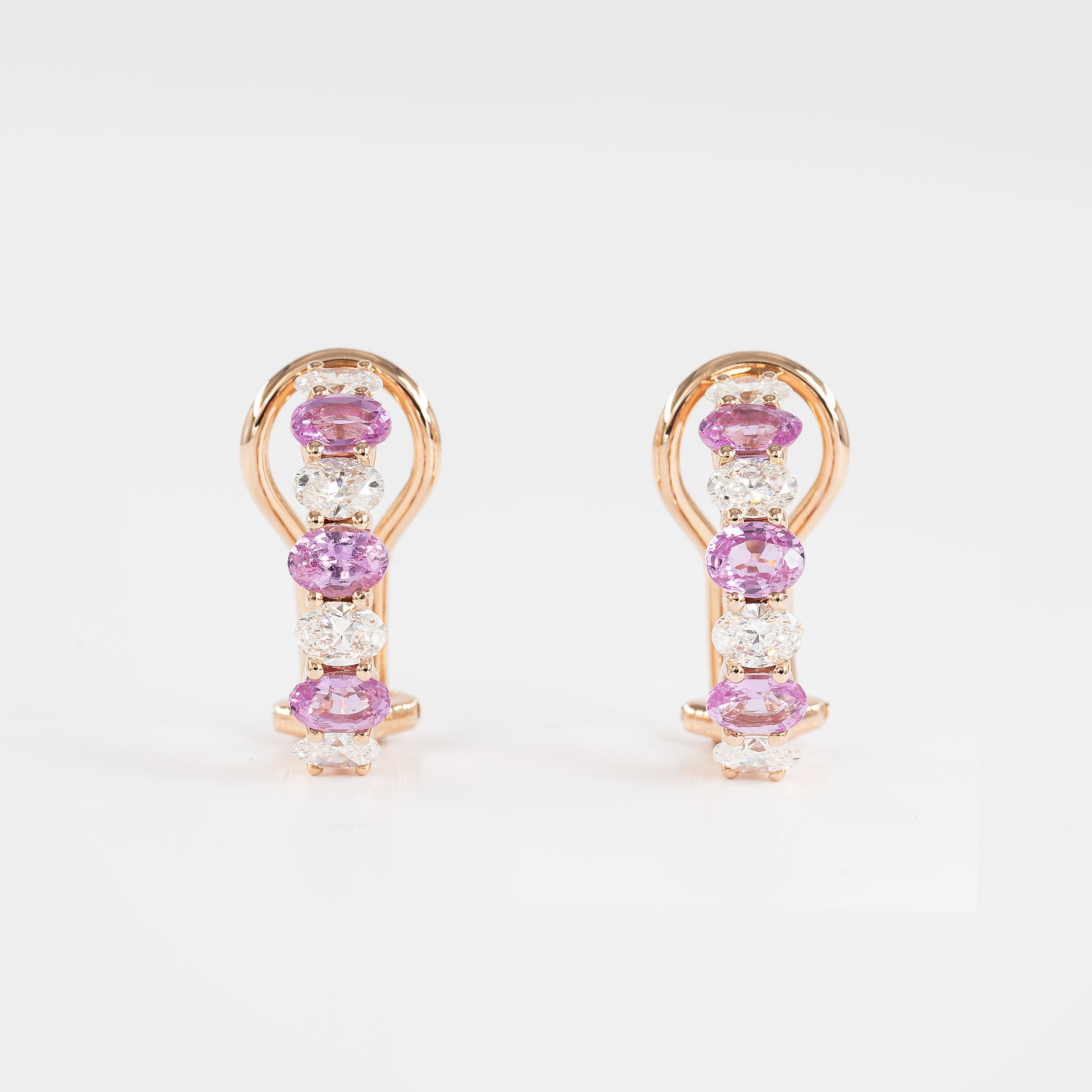 Boucles d'oreilles Spring or rose, saphirs & diamants vue 1
