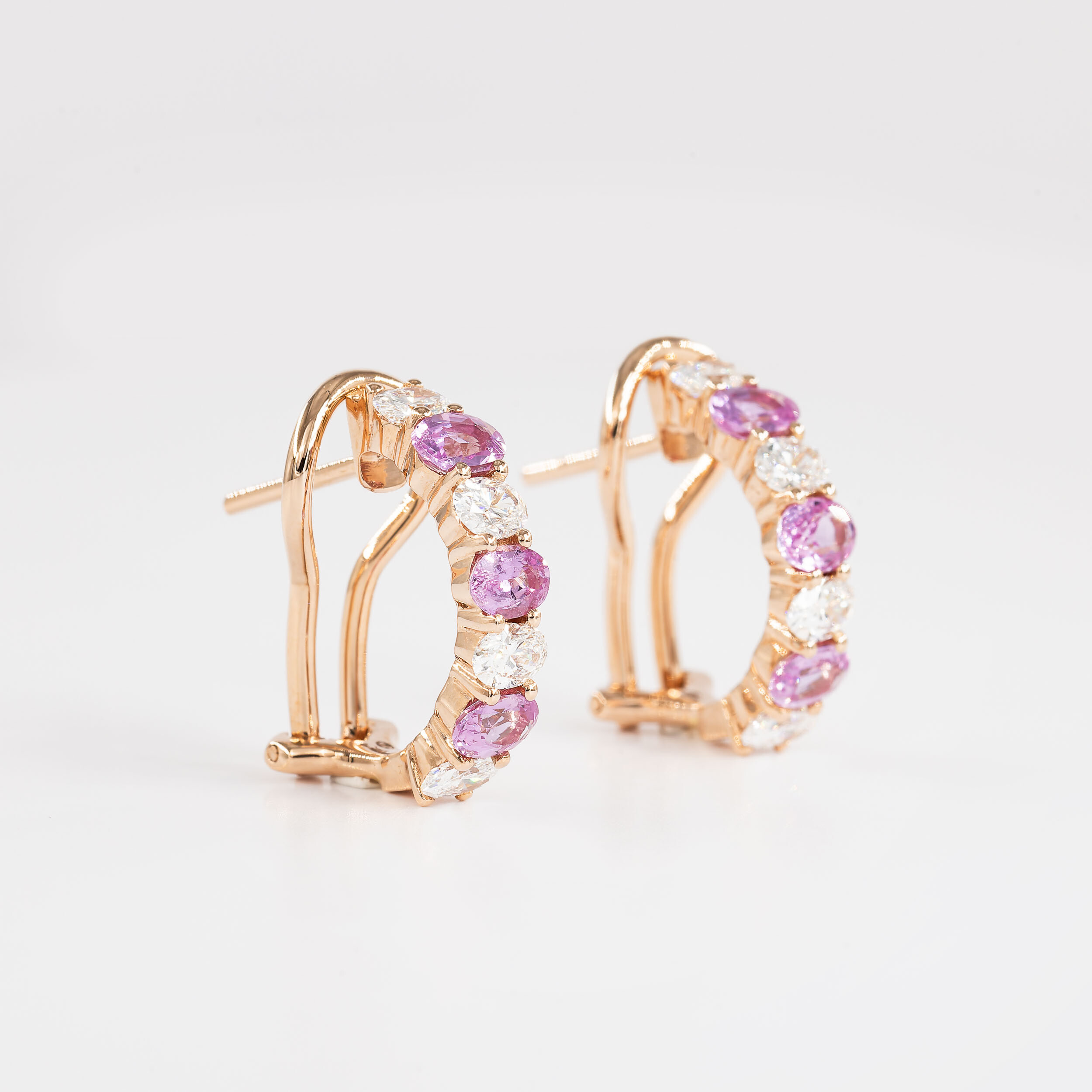 Boucles d'oreilles Spring or rose, saphirs & diamants vue 2