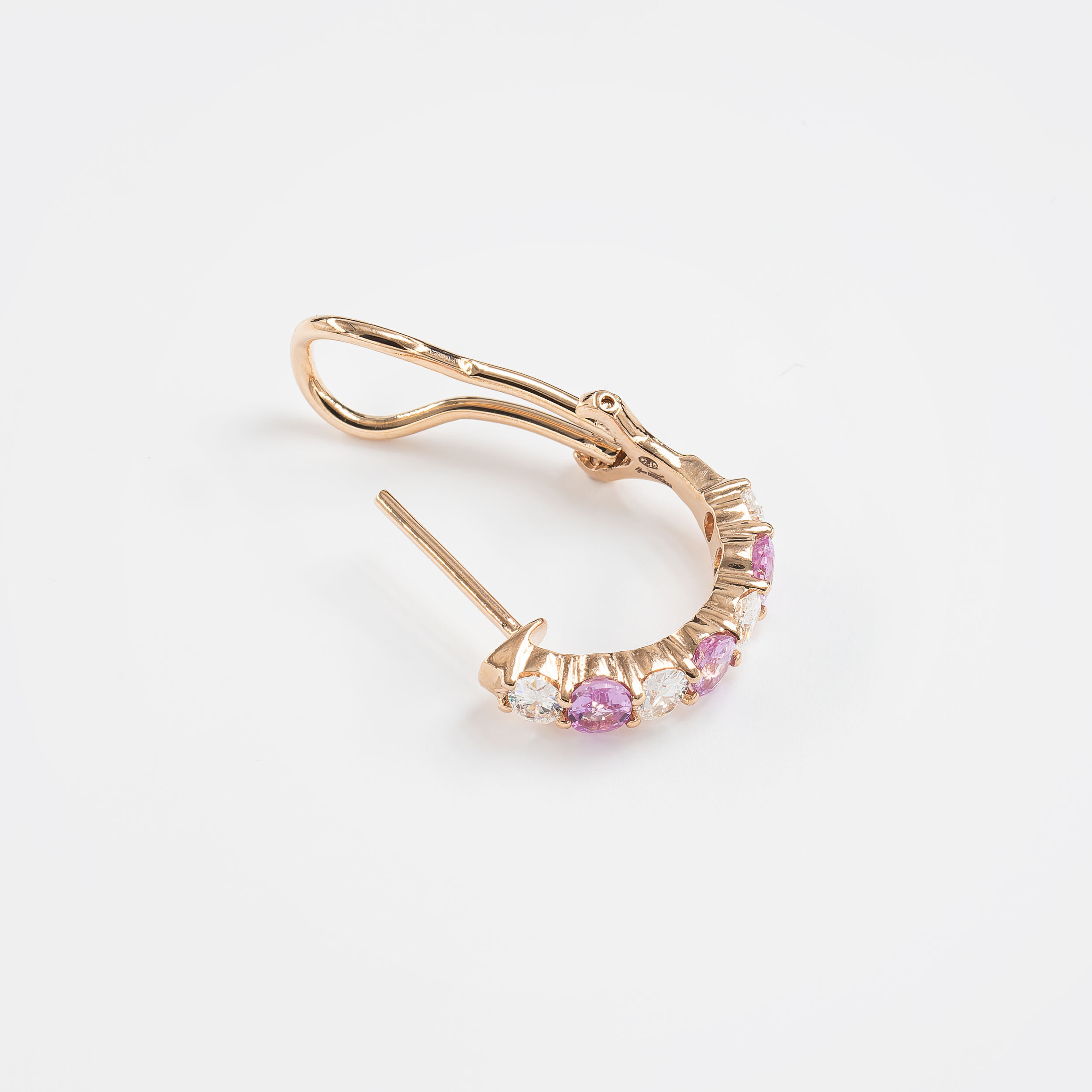 Boucles d'oreilles Spring or rose, saphirs & diamants vue 4