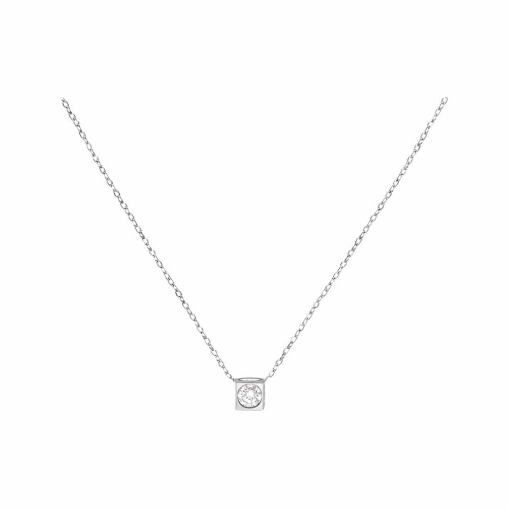 Collier dinh van Le Cube Diamant moyen modèle en or blanc et diamant vue 1