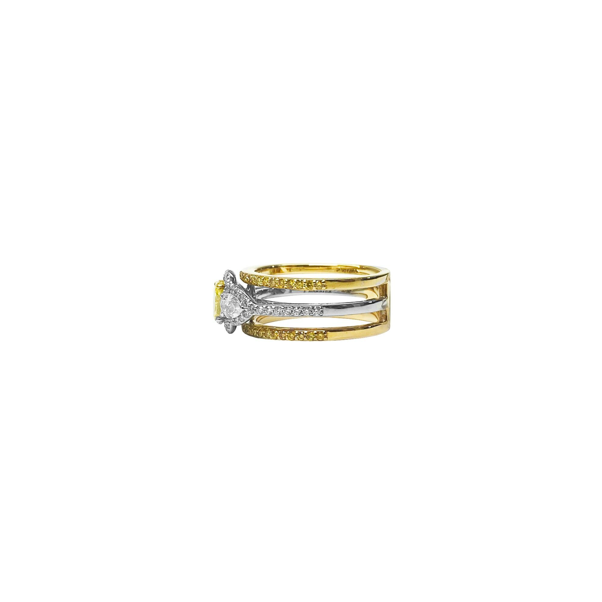 Bague Isabelle Barrier bicolore sertie de diamants naturels, taille 53 vue 2