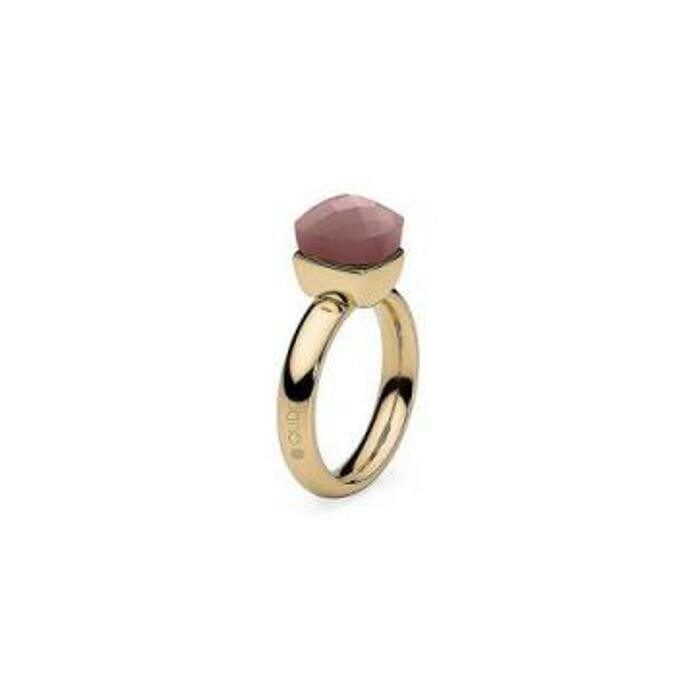 Bague QUDO Firenze en métal doré et pierre de couleur light aubergine, taille 56