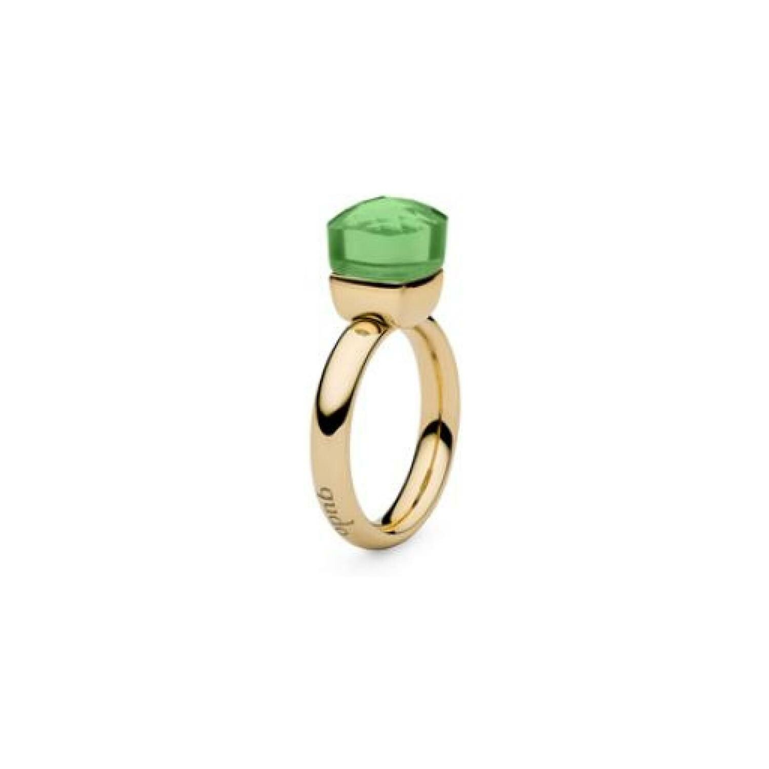 Bague QUDO Firenze en métal doré et pierre de couleur peridot, taille 50