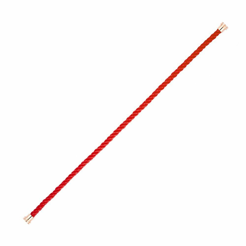 Câble FRED interchangeable Moyen Modèle en corderie rouge embouts acier doré rose vue 2