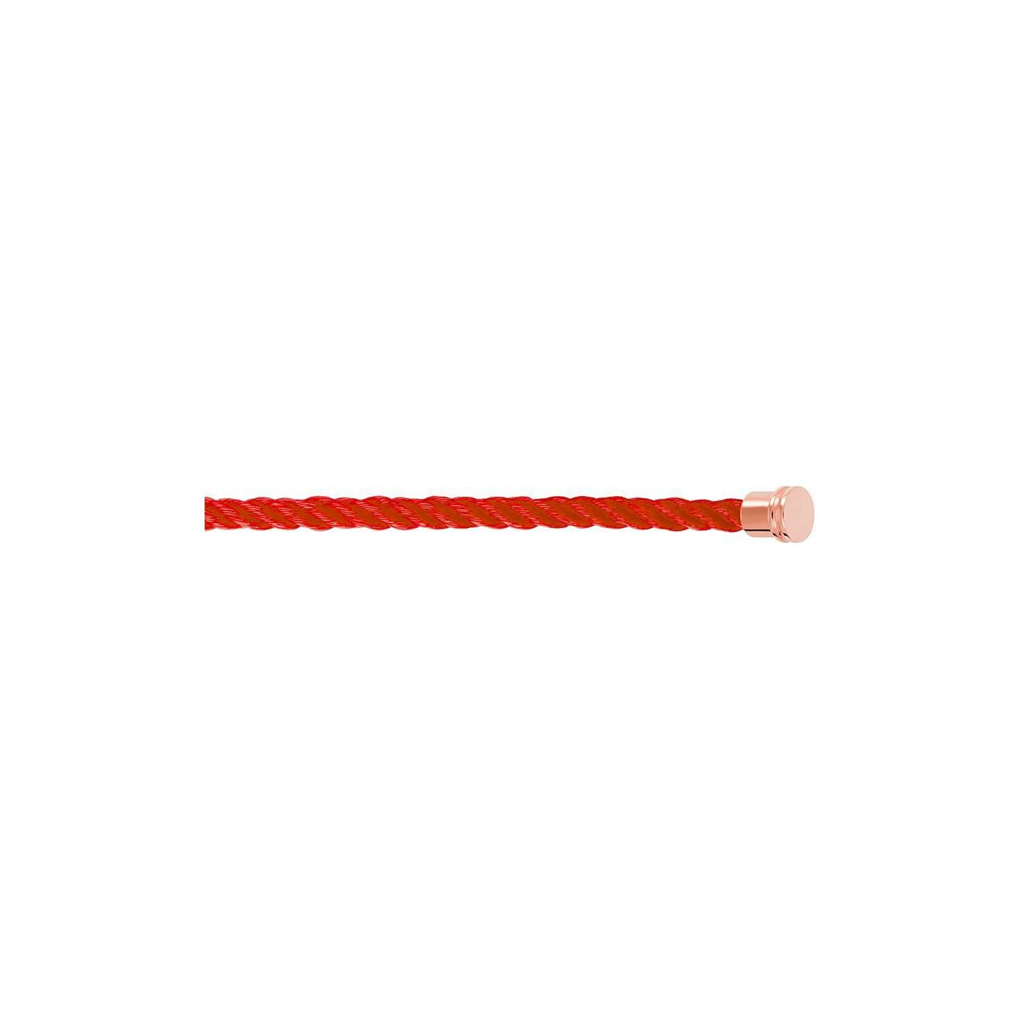 Câble FRED interchangeable Moyen Modèle en corderie rouge embouts acier doré rose vue 1