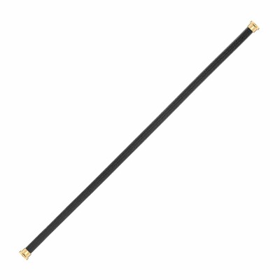 Câble FRED interchangeable Grand Modèle en cuir noir, embouts acier plaqué or jaune vue 1