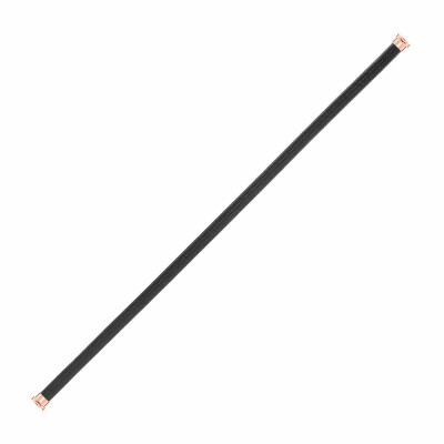 Câble FRED interchangeable Grand Modèle en cuir noir, embouts acier plaqué or rose vue 1