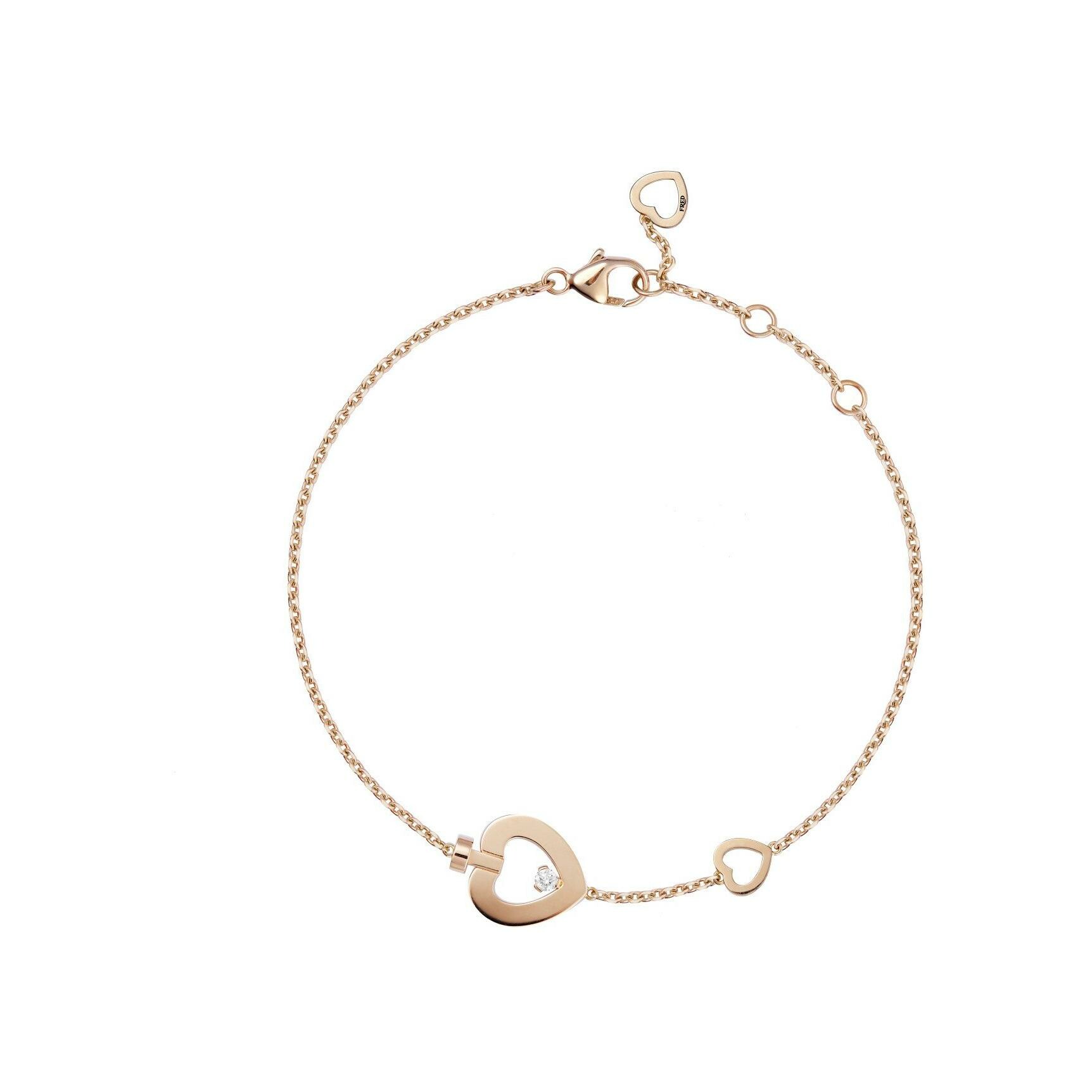 Bracelet FRED Pretty Woman Modèle XS en or rose serti d'un diamant vue 1
