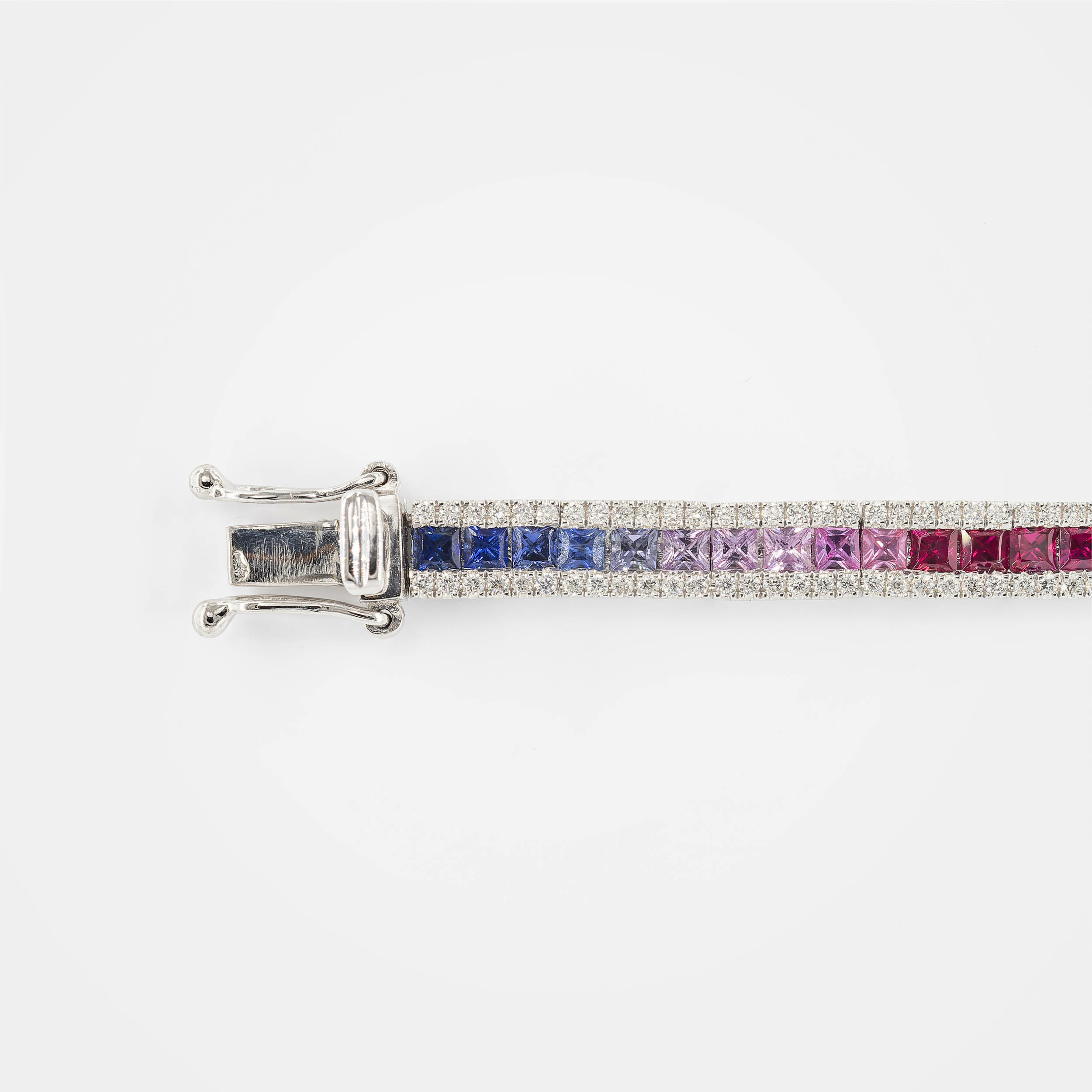Bracelet Rainbow or blanc & saphirs multicolores vue 2