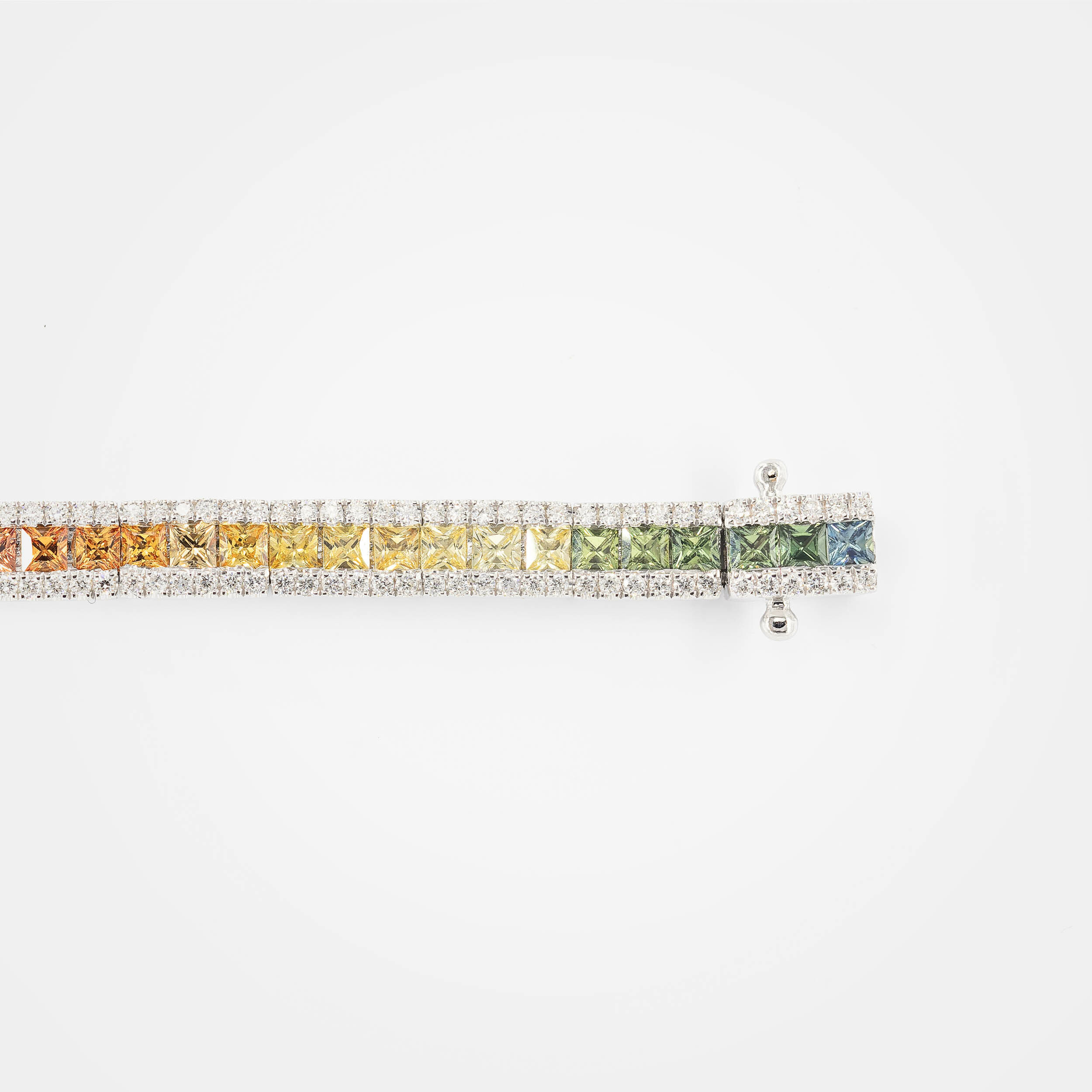 Bracelet Rainbow or blanc & saphirs multicolores vue 3