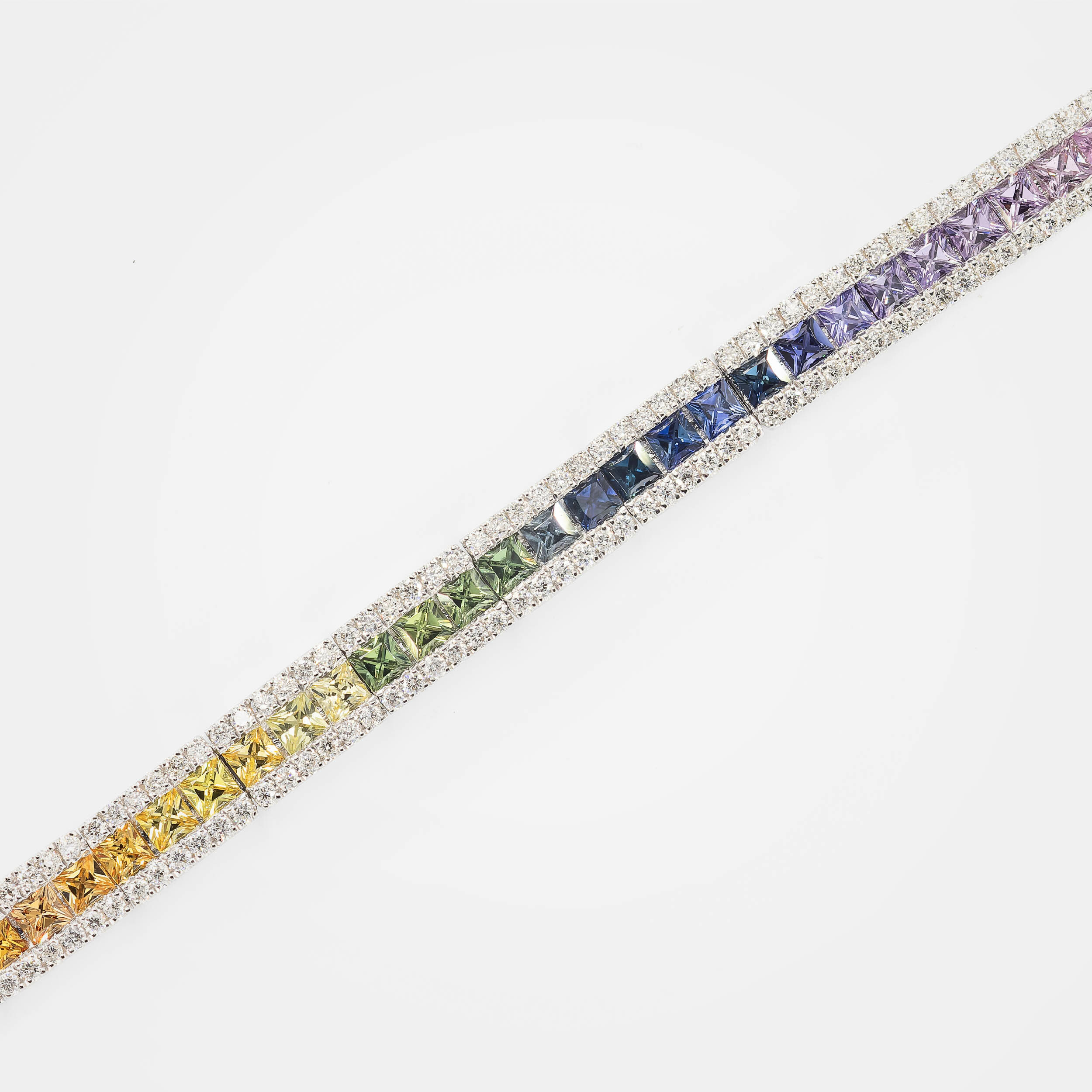 Bracelet Rainbow or blanc & saphirs multicolores vue 4