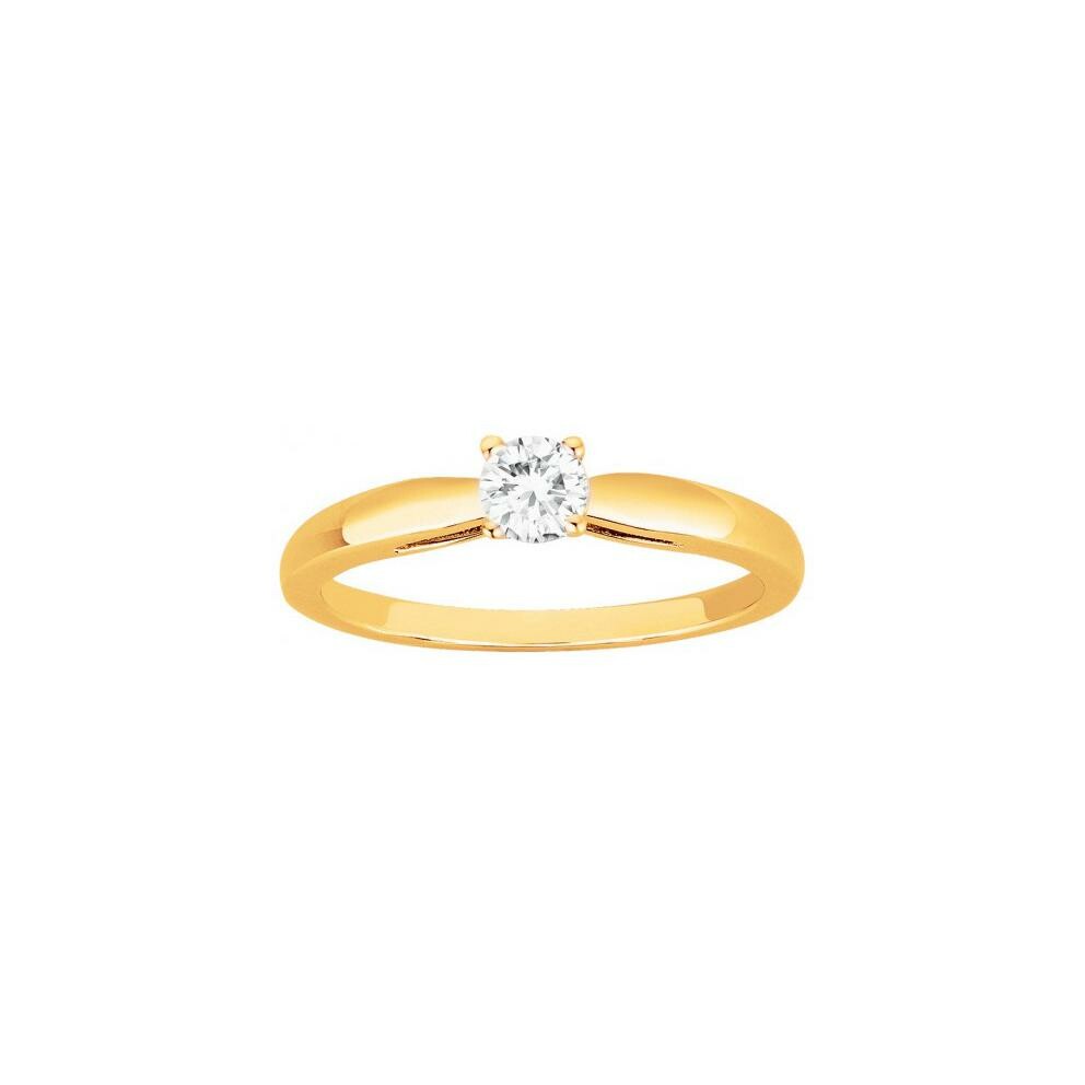 Bague en plaqué or et oxyde de zirconium, taille 48