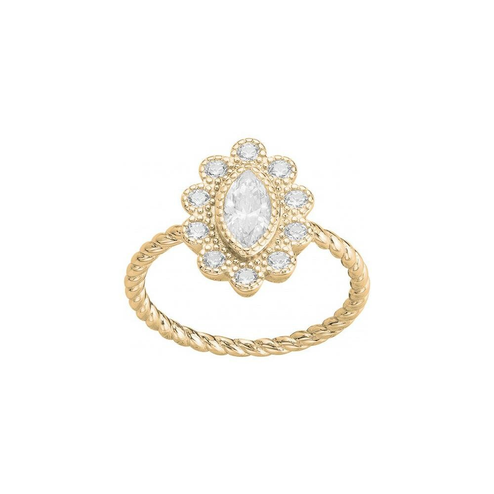Bague en plaqué or et oxyde de zirconium, taille 54
