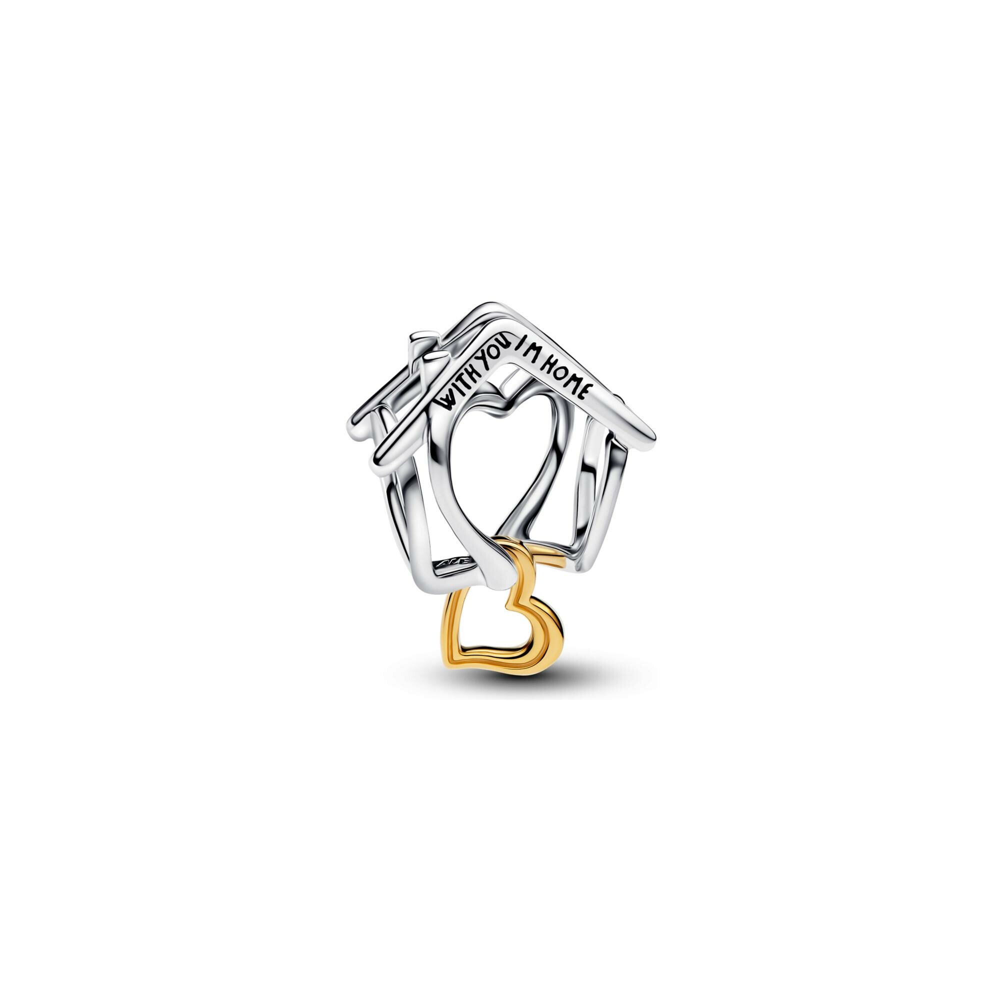 Charm Pandora Maison et Cœur en argent et métal doré vue 1