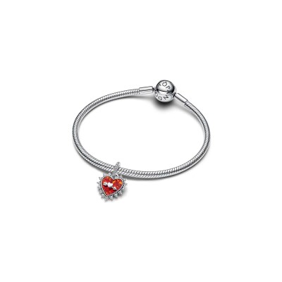 Charm Pandora Moments pendant cœur flèche pivotante en argent vue 2
