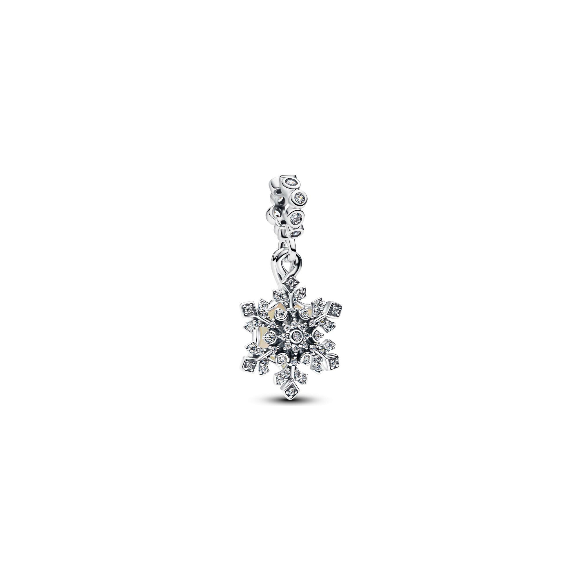 Charm Pandora Double Flocon de Neige Opalescent en argent, résine et oxydes de zirconium vue 1