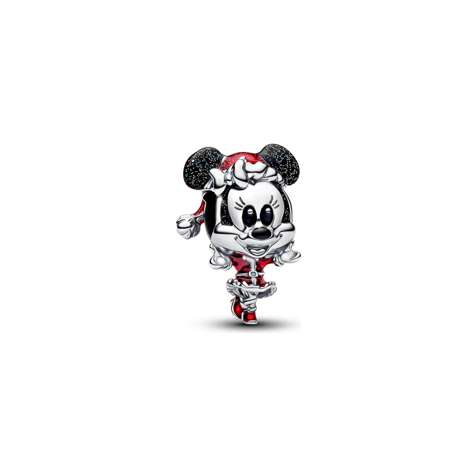 Charm Disney x Pandora Minnie en Tenue de Noël en argent et émail vue 1