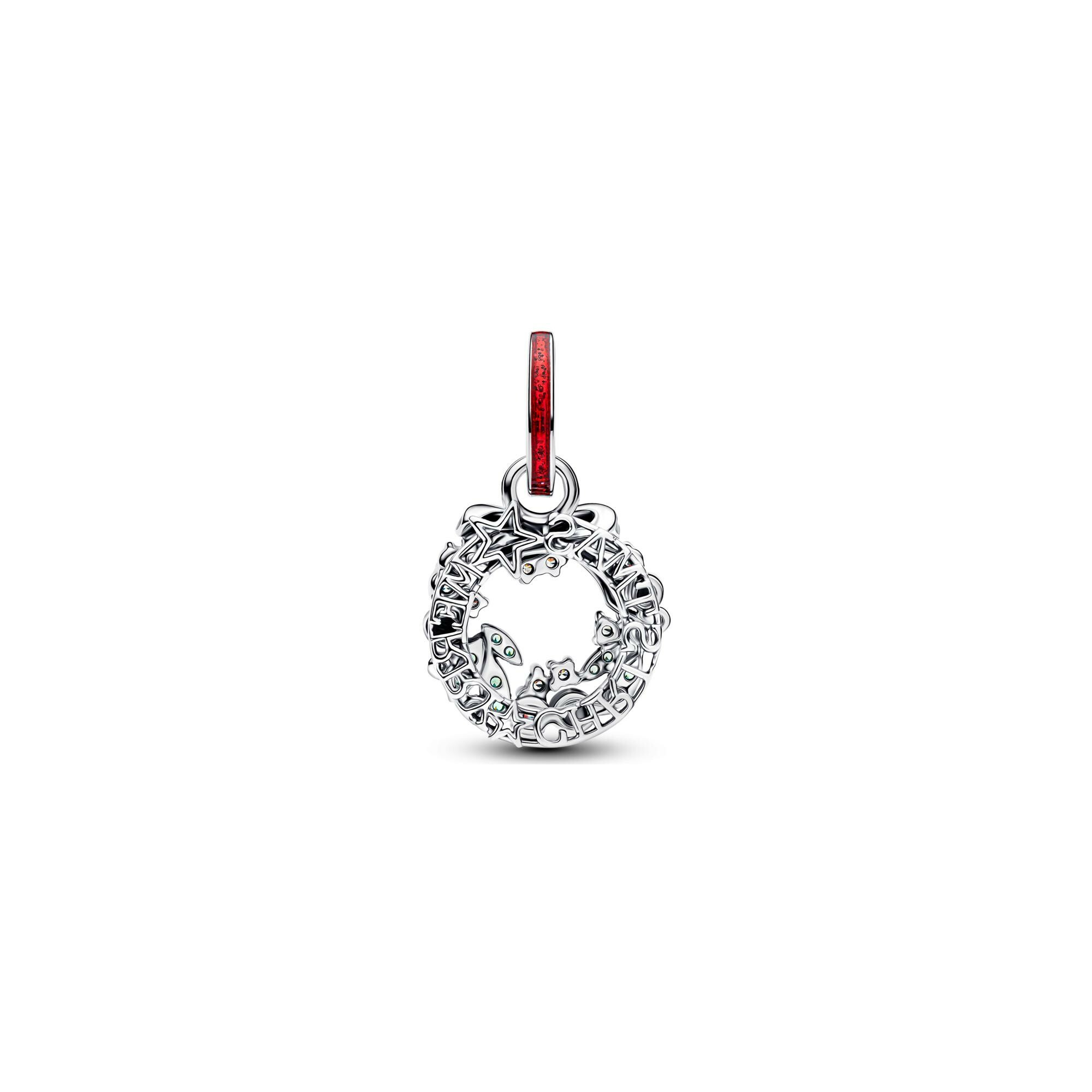 Charm Pandora Double Couronne de Noël en argent, émail et oxydes de zirconium vue 2