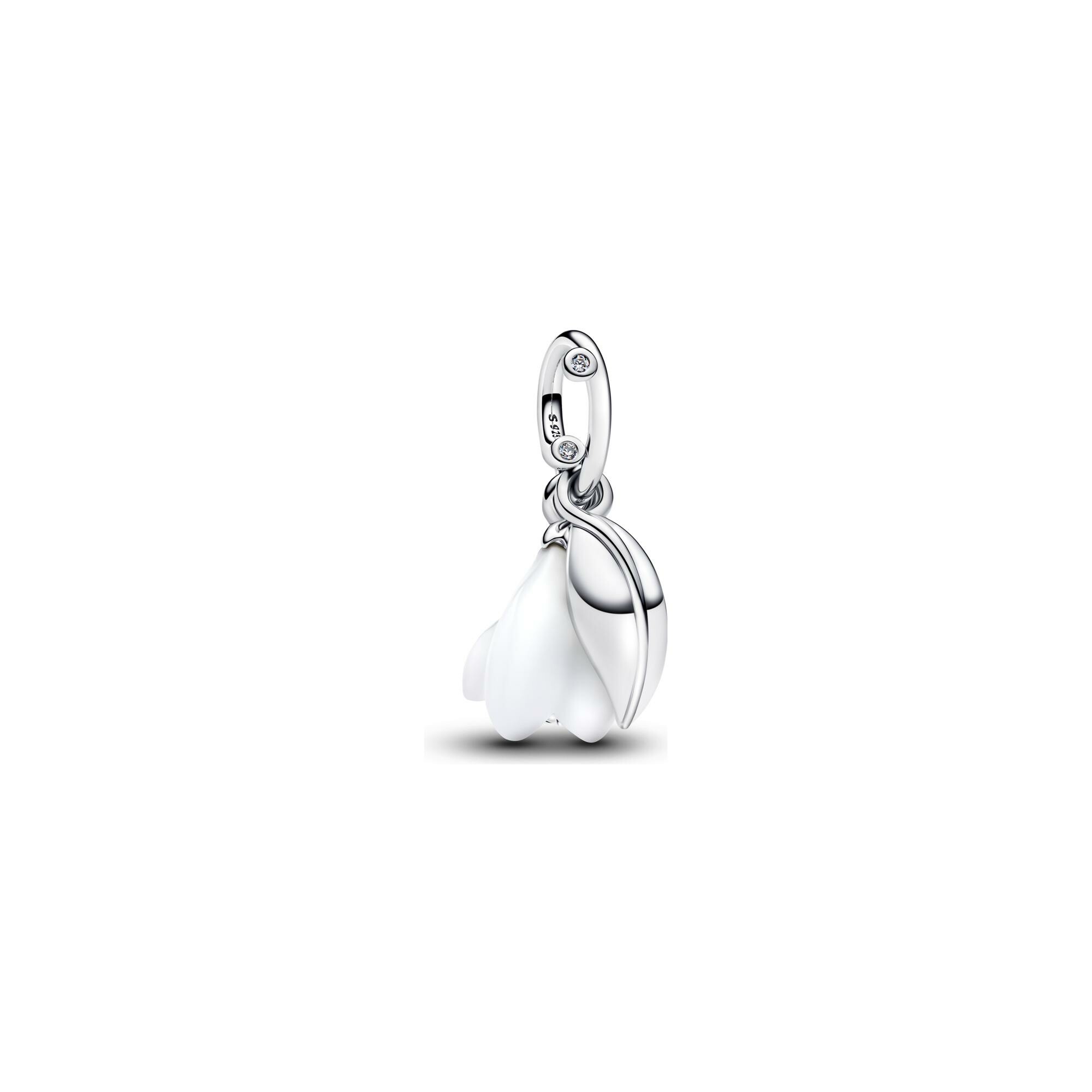 Charm Pandora Perce-Neige en argent, verre de Murano et oxydes de zirconium vue 1