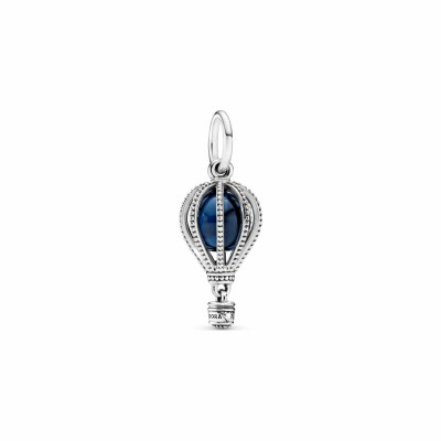 Charm Pandora Places voyage montgolfière bleu en argent et cristal vue 1