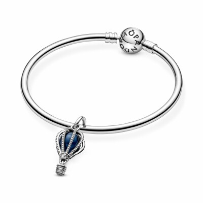 Charm Pandora Places voyage montgolfière bleu en argent et cristal vue 2