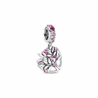 Charm Pandora People pendant arbre de vie cœur rose en argent et oxyde de zirconium, saphir de synthèse, rubis de synthèse vue 1